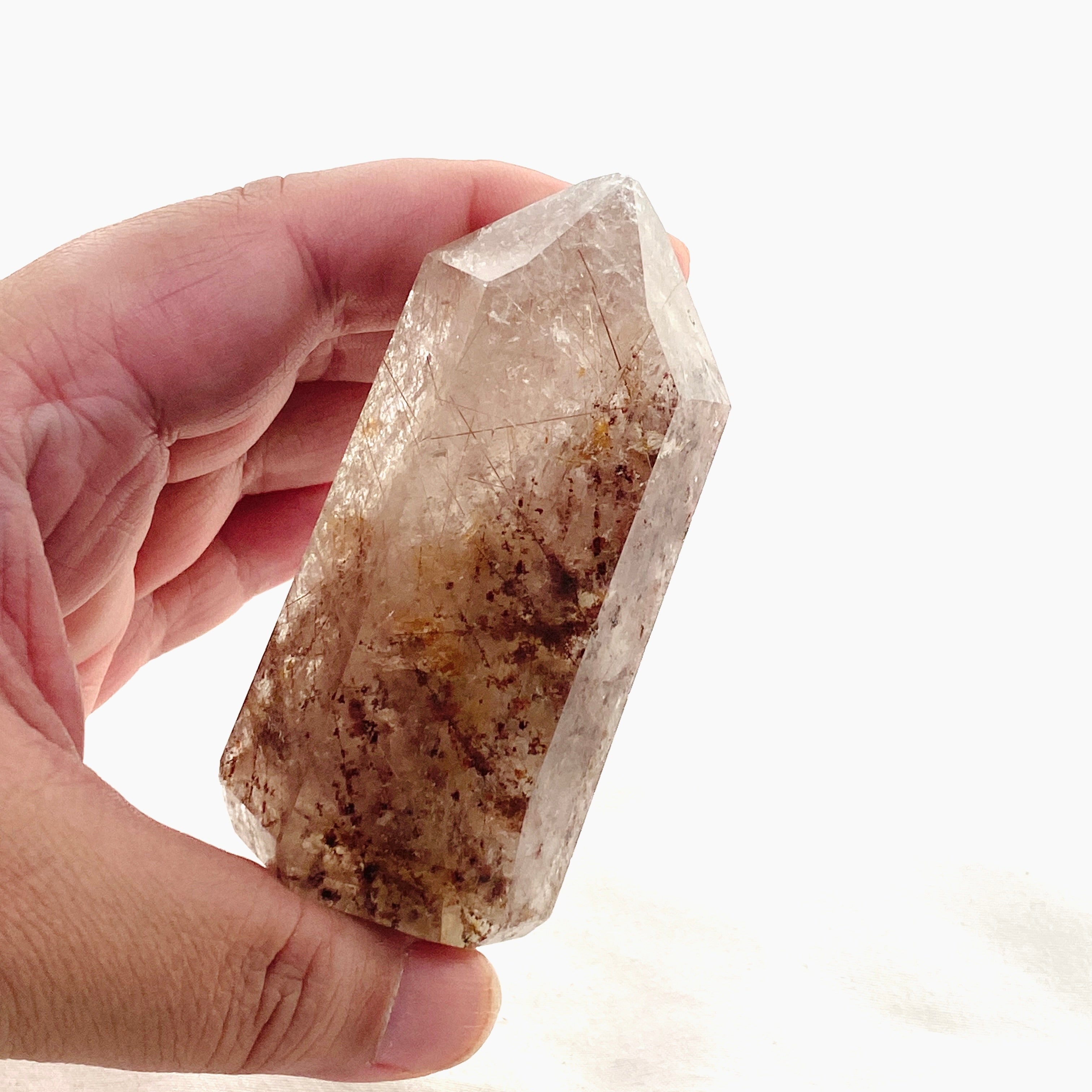 Natural Rutilated Quartz Point RTQP 01 - Healing Crystal for Meditation, Energy Work & Spiritual Growth | Perfect for Home Decor, Yoga & Reiki