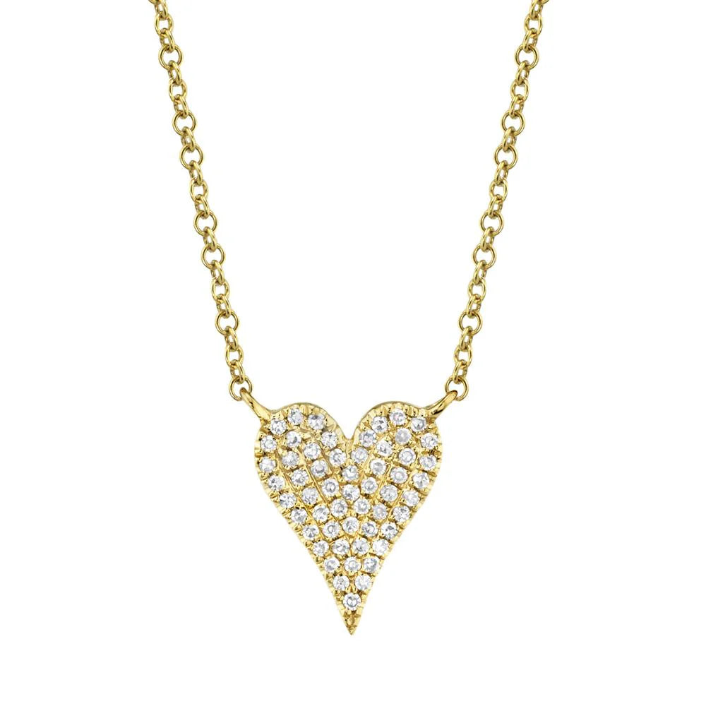 Diamond Pave Heart Pendant Necklace for Women - 14K Gold Plated Elegant Jewelry Gift for Valentine's Day, Anniversary & Special Occasions