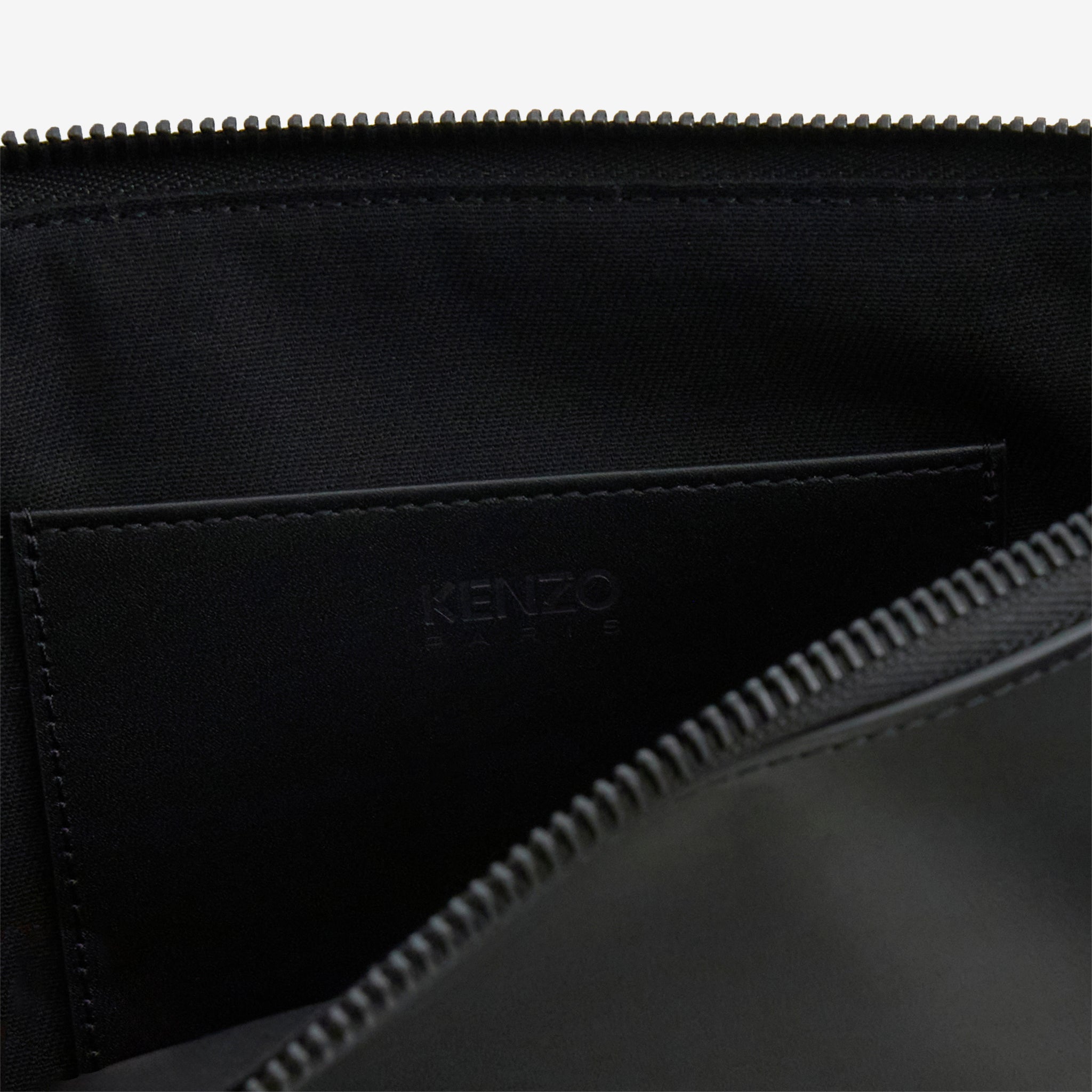 KENZO STAMP Large Leather Clutch Bag for Women - Black Genuine Leather Handbag - Perfect for Evening Parties, Weddings & Date Nights