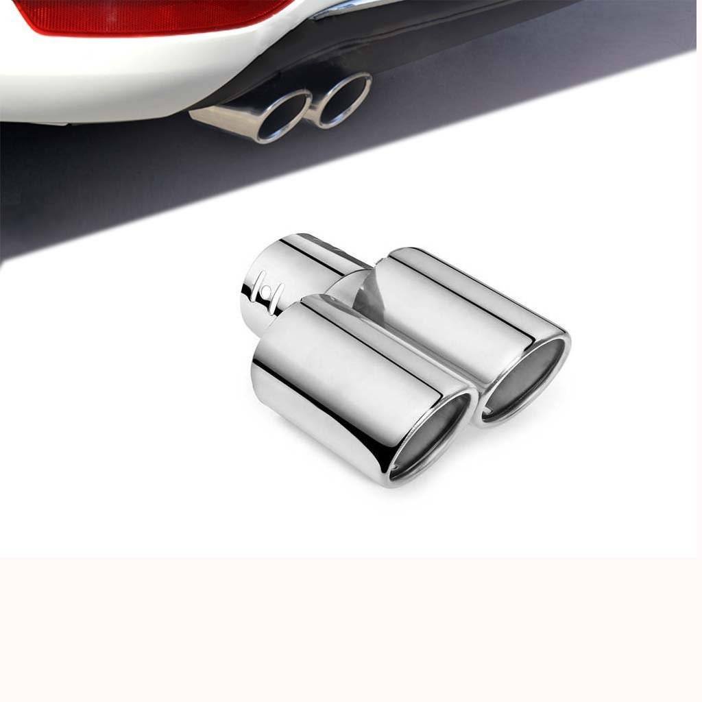 GOLSM Dual Round Pipe Car Exhaust Silencer - Chrome Finish for Maruti 800 | Performance Upgrade & Enhanced Sound | Perfect for Street Racing & Car Customization