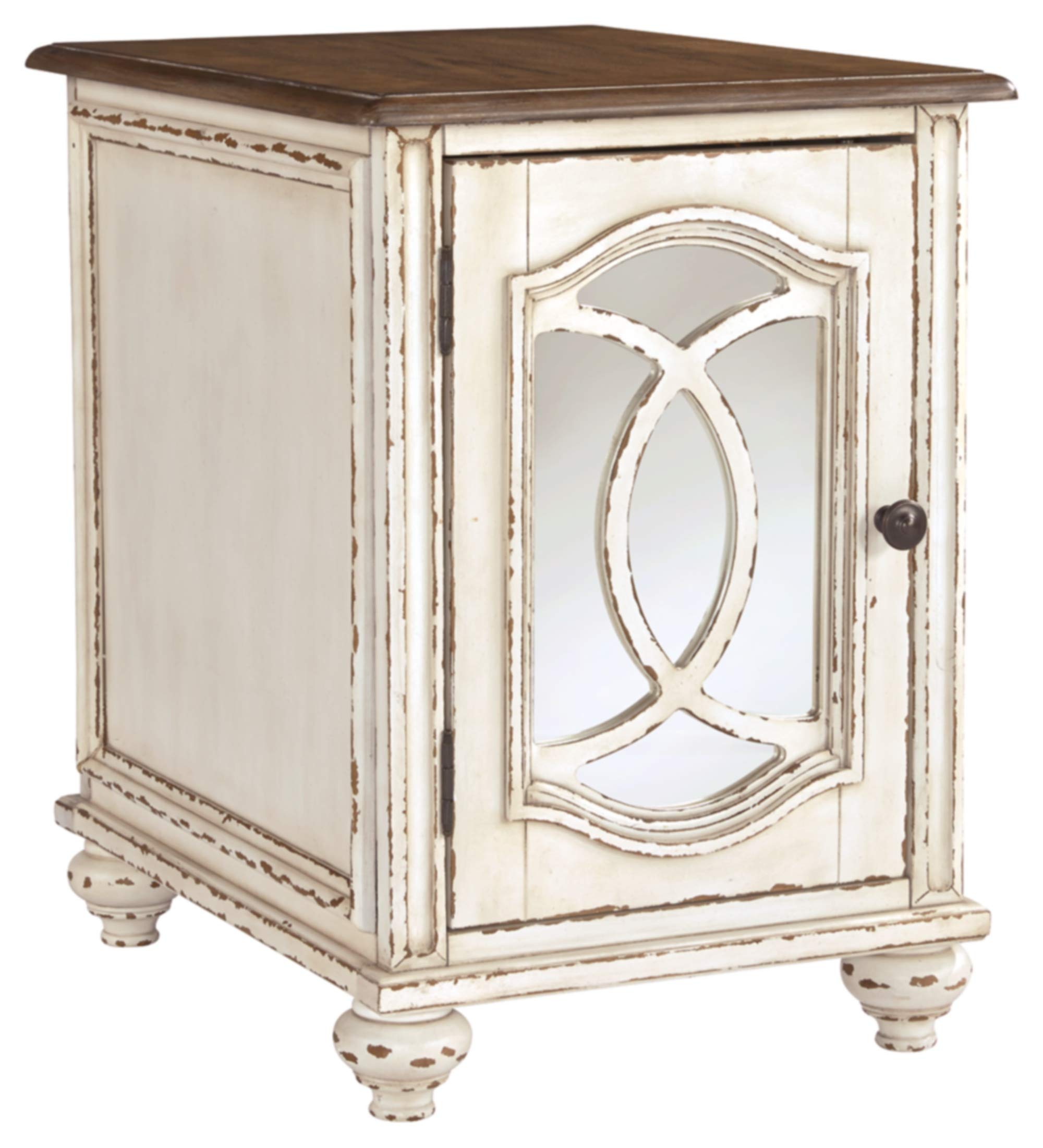 Ashley Realyn Farmhouse TV Stand with Matching Side End Table - Rustic Living Room Furniture for TV, Media Storage & Home Decor