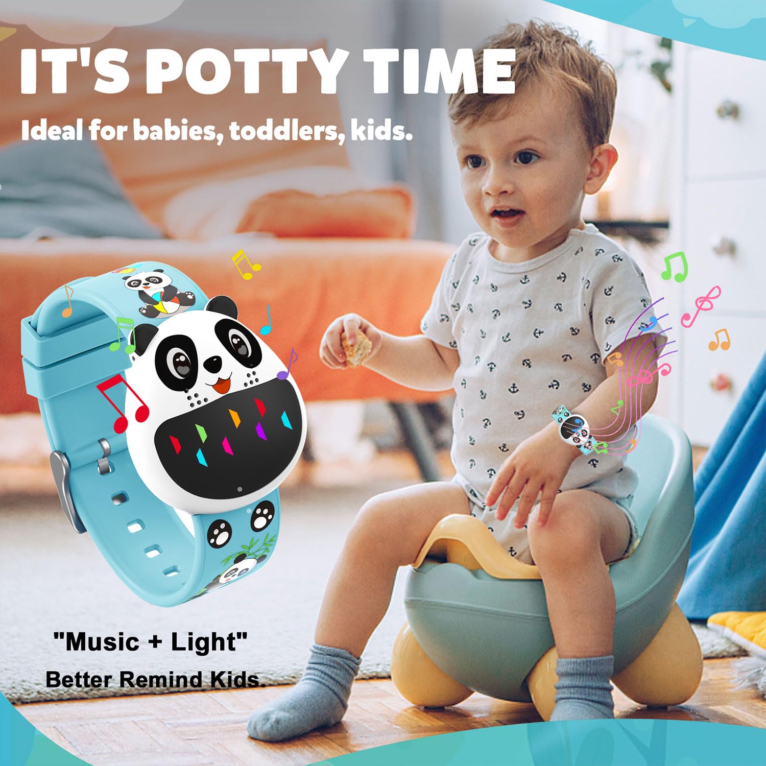 Potty Training Watch Timer for Toddlers - USB Rechargeable Potty Alarm with Countdown, Flashing Lights & Music - Waterproof Kids Toilet Training Watch for Boys & Girls (Blue) - Perfect for Daycare, Travel & Home Use