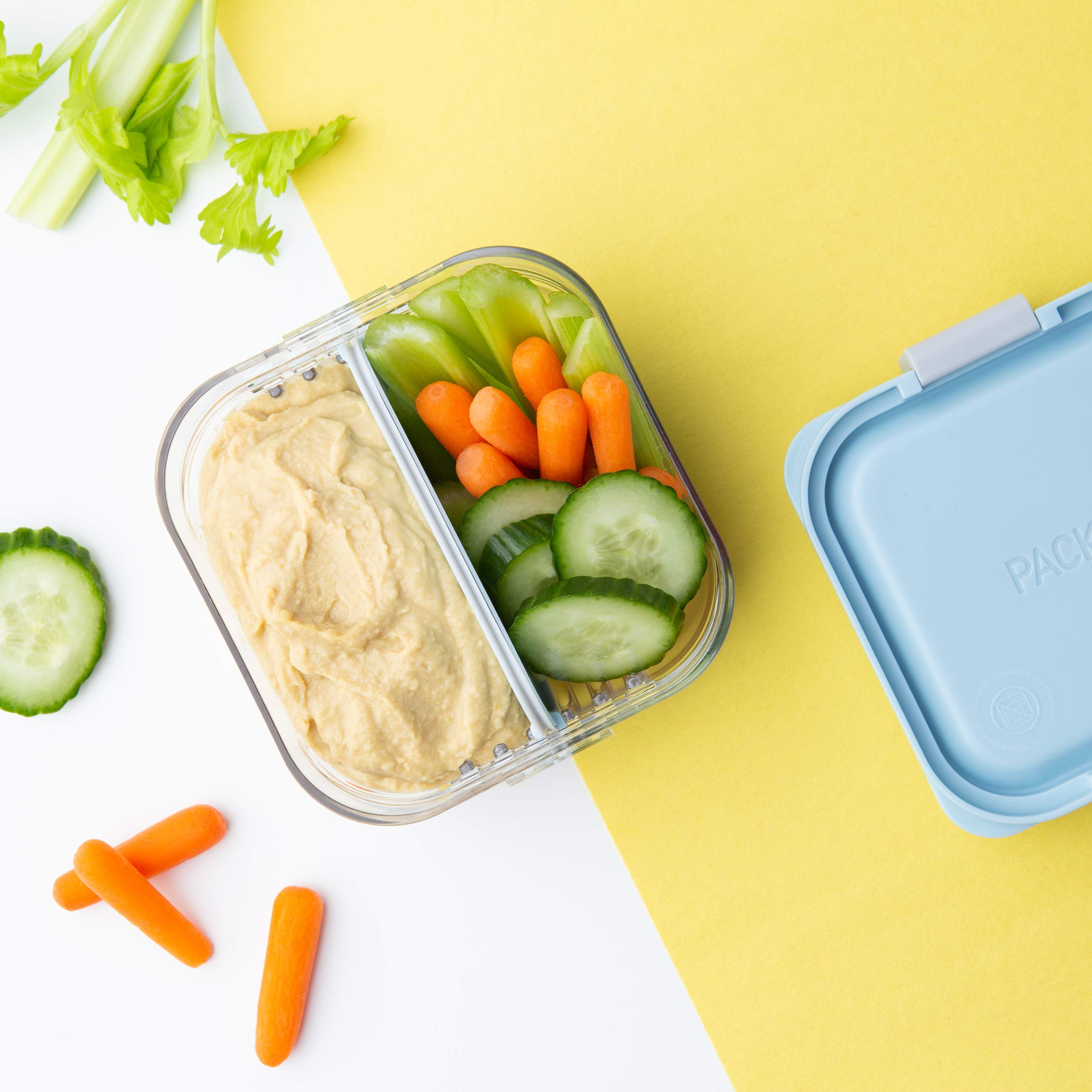 PackIt PKO-MS-ICY Mod Snack Bento Food Storage Container with Ice Packs - Leakproof Lunch Box for Kids & Adults, Perfect for School, Work, Picnics & Travel - Ice Blue