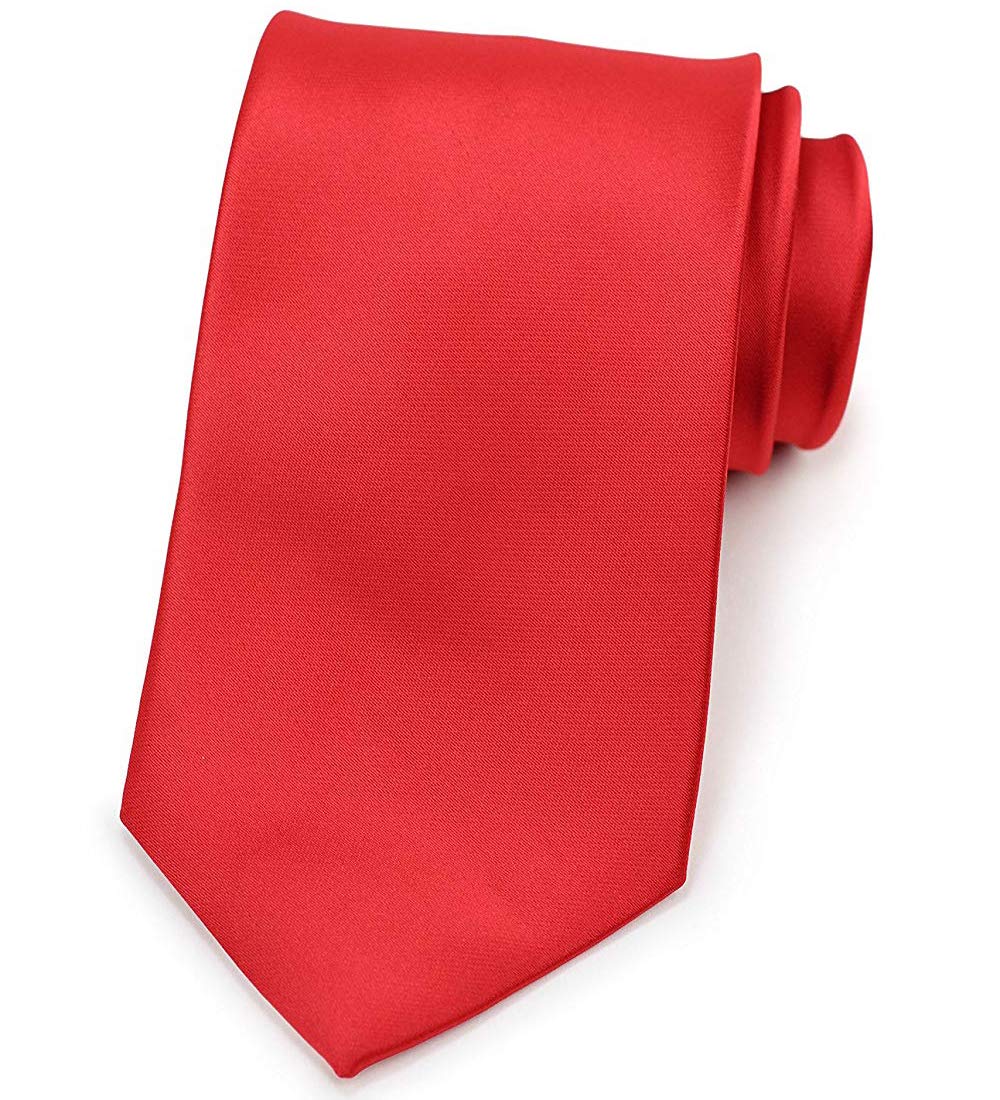 24 Pack Solid Red Polyester Neck Ties for Men - Classic Business Formal Wear, Wedding, Party & Office Attire Accessories