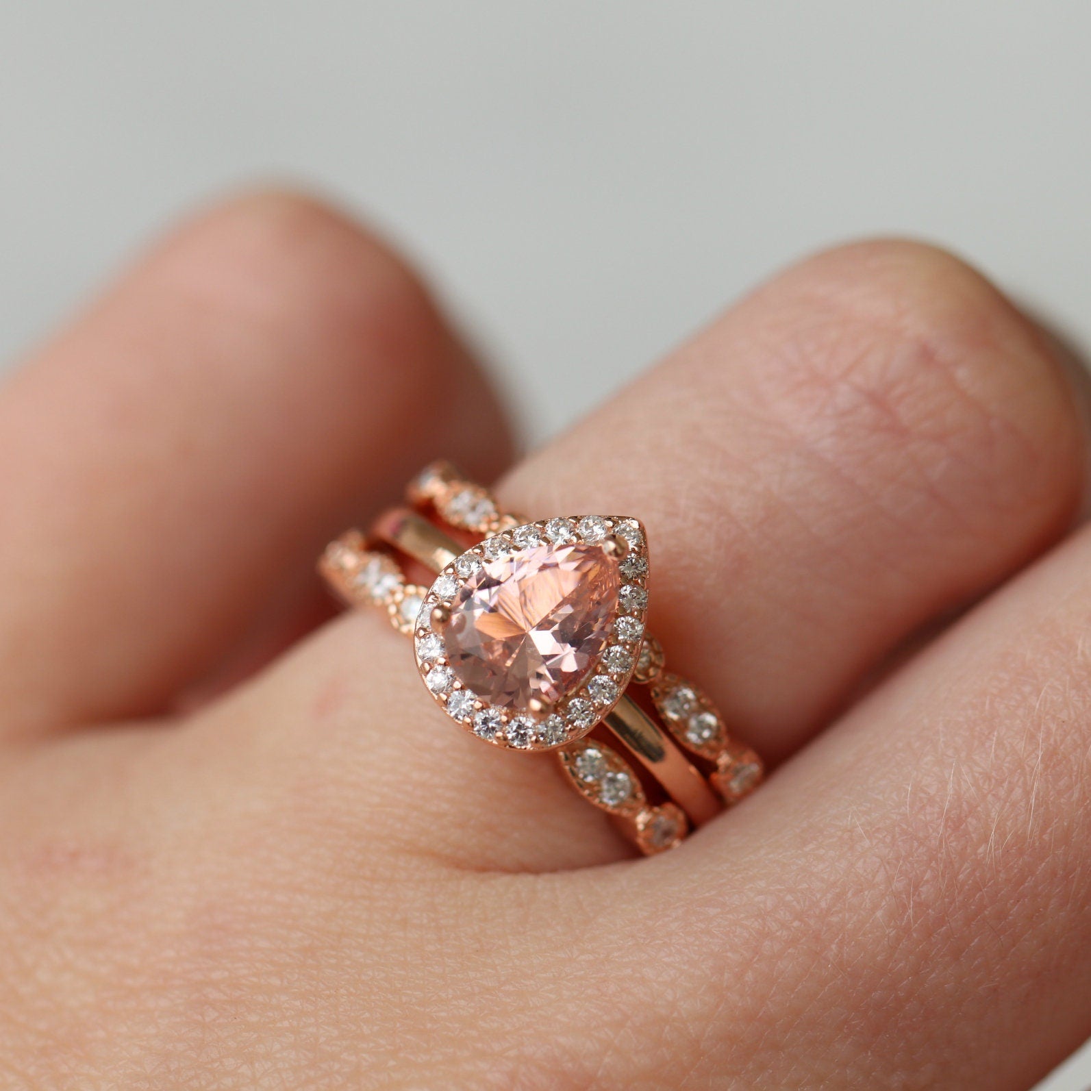 14K Rose Gold Vermeil Camila Morganite Ring – Elegant Jewelry for Women, Perfect for Weddings, Anniversaries & Special Occasions