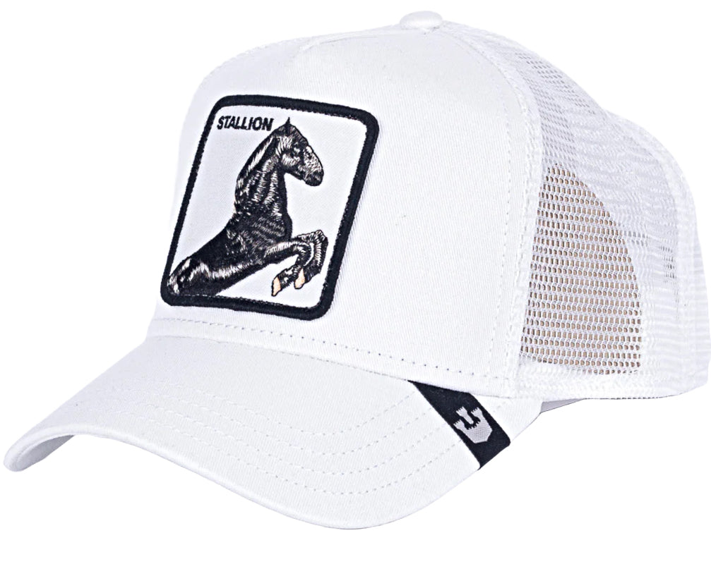 Goorin 'The Stallion' White Trucker Style Baseball Cap for Men - Casual Outdoor & Streetwear Fashion Accessory