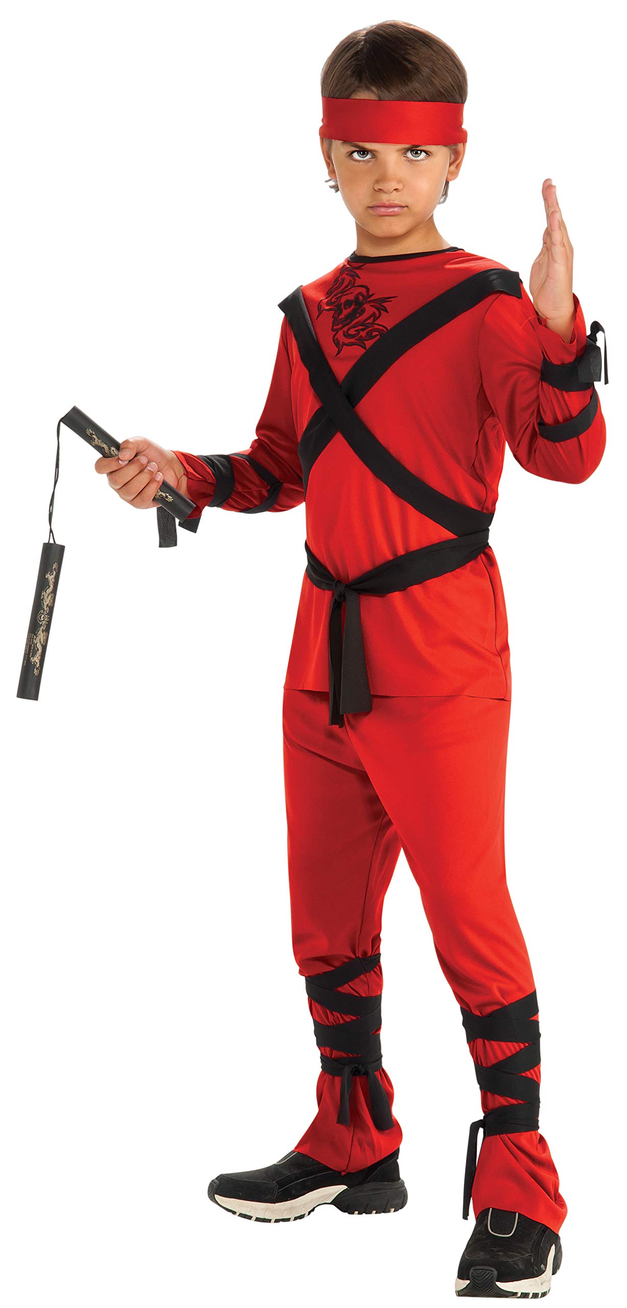 Rubies Red Ninja Costume for Kids - Medium Size | Halloween Dress Up, Cosplay & Role Play Outfit