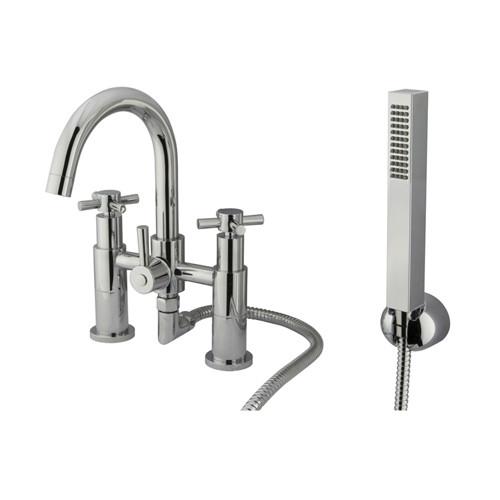 KS8251EX Chrome Roman Tub Faucet with Hand Shower - Two Handle Deck Mount Bathroom Fixture for Luxury Soaking Tubs & Spa-Like Experience