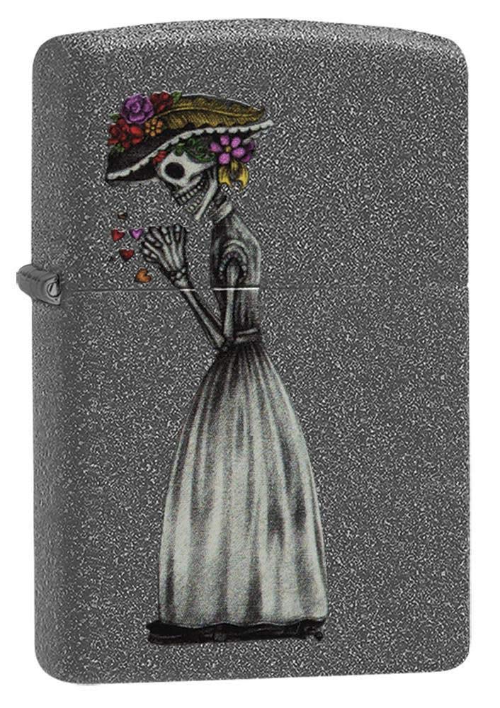 Zippo Skeleton Flowers Iron Stone Pocket Lighter Gift Set - Perfect for Outdoor Camping, Hiking, and Everyday Carry (EDC)