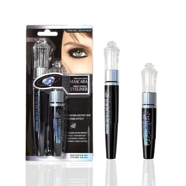 Facejewel Power Pack Eye Combo - Long Lasting Eyeliner & Volumizing Mascara Set for Dramatic Eye Makeup | Perfect for Party, Wedding & Night Out Looks