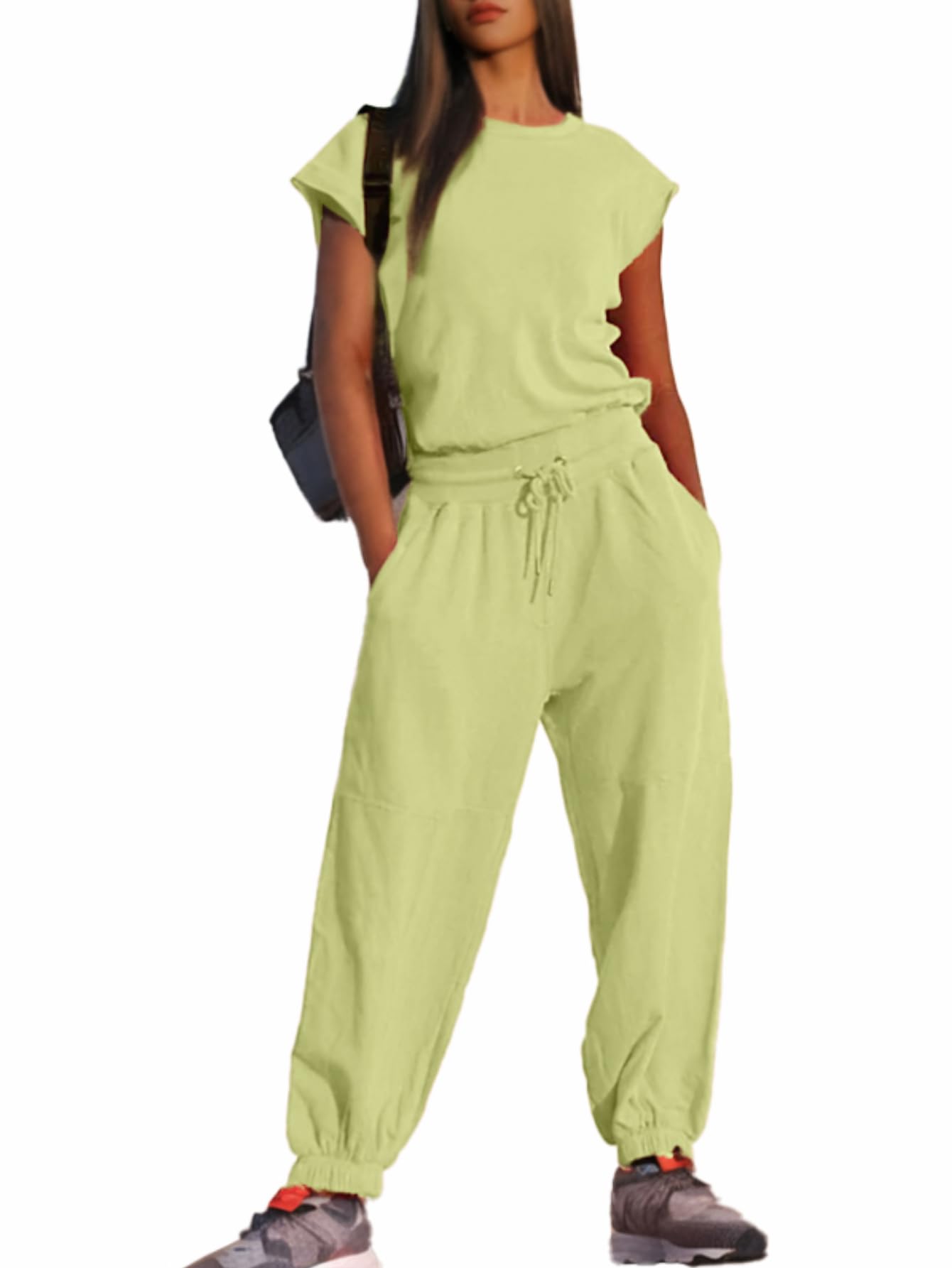Glamaker Women's Sleeveless Jumpsuit - Casual Loose Fit Open Back Romper for Workout, Summer Outfits & Beach Wear | Perfect for Yoga, Gym, Vacation and Daily Comfort