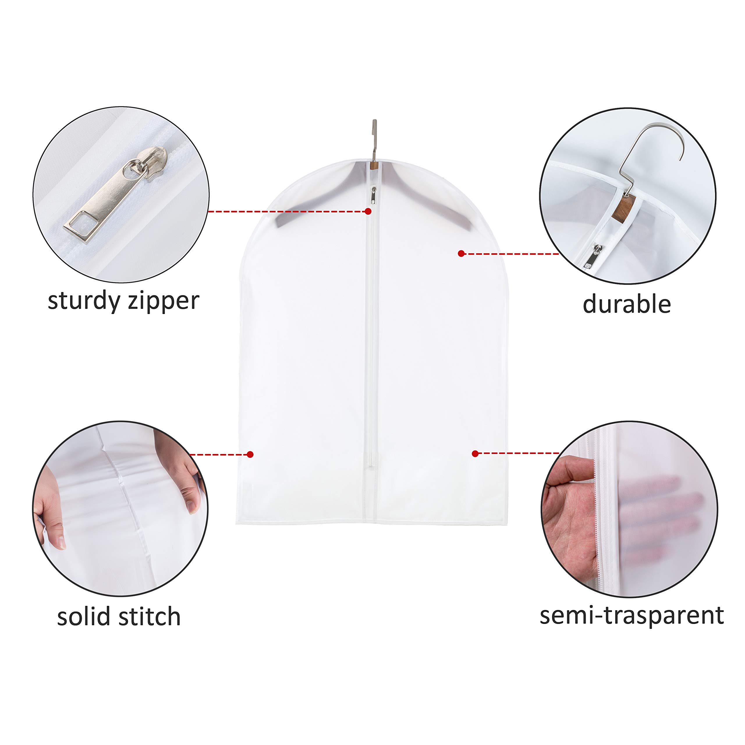 6 Pack Small Translucent Garment Bags - 31 Inch Hanging Clothing Storage with Cedar Balls for Boys & Girls Sweaters, Hoodies, Shorts | Travel, Closet Organization & Seasonal Clothes Protection