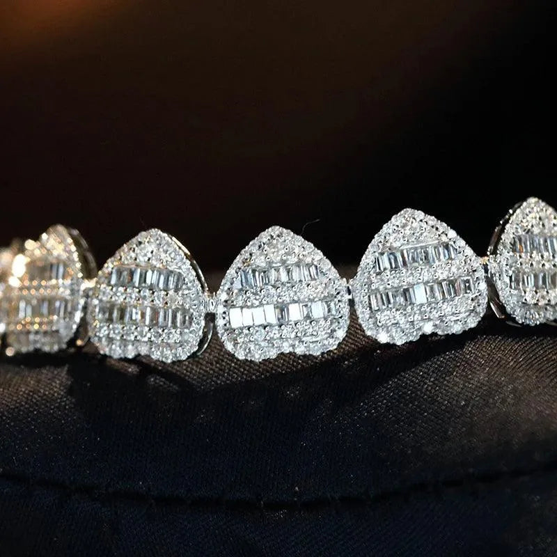 18K White Gold Diamond Bracelet for Women - 5.5 Carat Real Natural Diamonds, Luxury Heart Design Wedding Jewelry, Perfect for Anniversaries, Engagements & Romantic Gifts