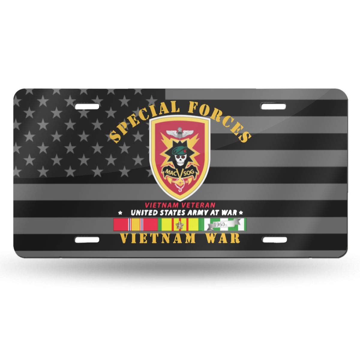 Special Forces MACV SOG Vietnam War Aluminum License Plate - Personalized Car Decoration - Durable Metal Vanity Plate for Military Enthusiasts & Vehicle Customization
