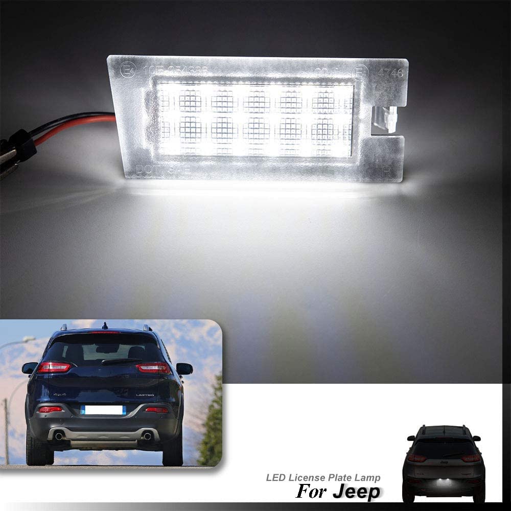 2Pcs LED Number License Plate Light Lamp for Jeep Cherokee 2014-2020 - Bright White LED Car Tail Lights - Perfect for Night Driving & Enhanced Visibility