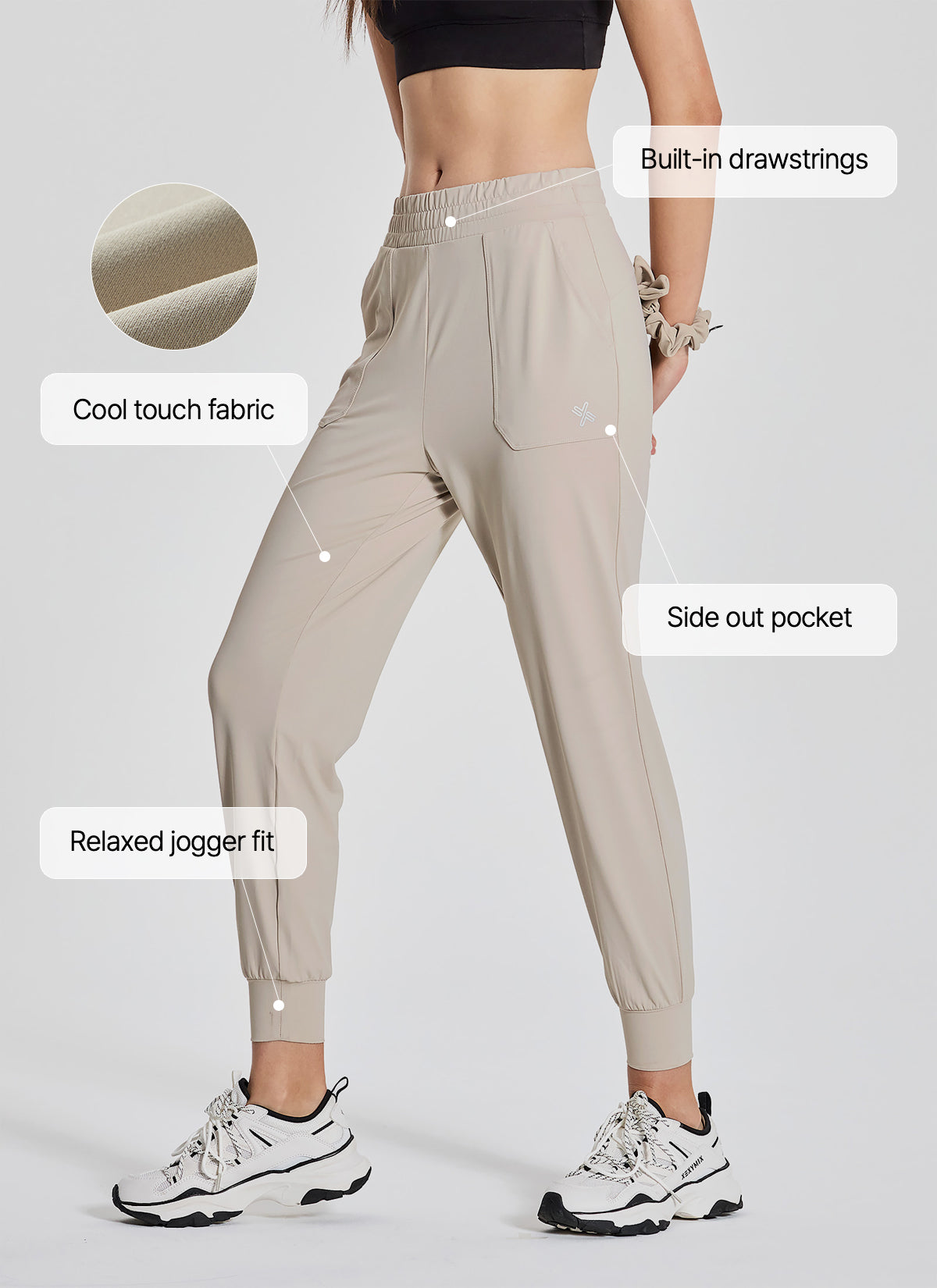 Medium Feather In Band Jogger Pants - Women's Lightweight Athletic Lounge Pants for Yoga, Running & Casual Wear