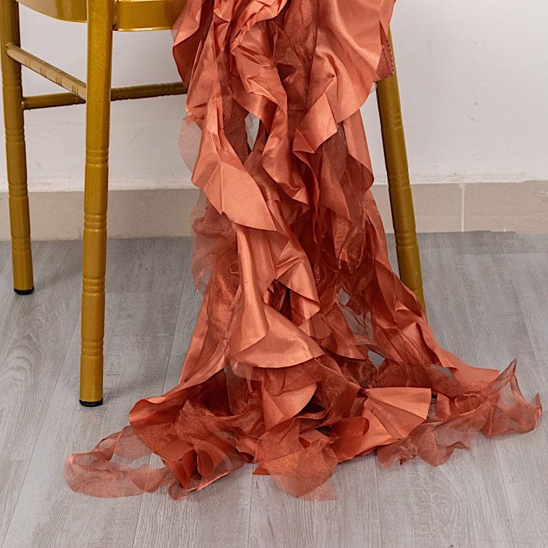 5 Pack Curly Willow Chiffon Satin Chair Sashes - Elegant Wedding Decor, Bridal Shower & Party Chair Ribbons for Banquet, Reception, and Special Events