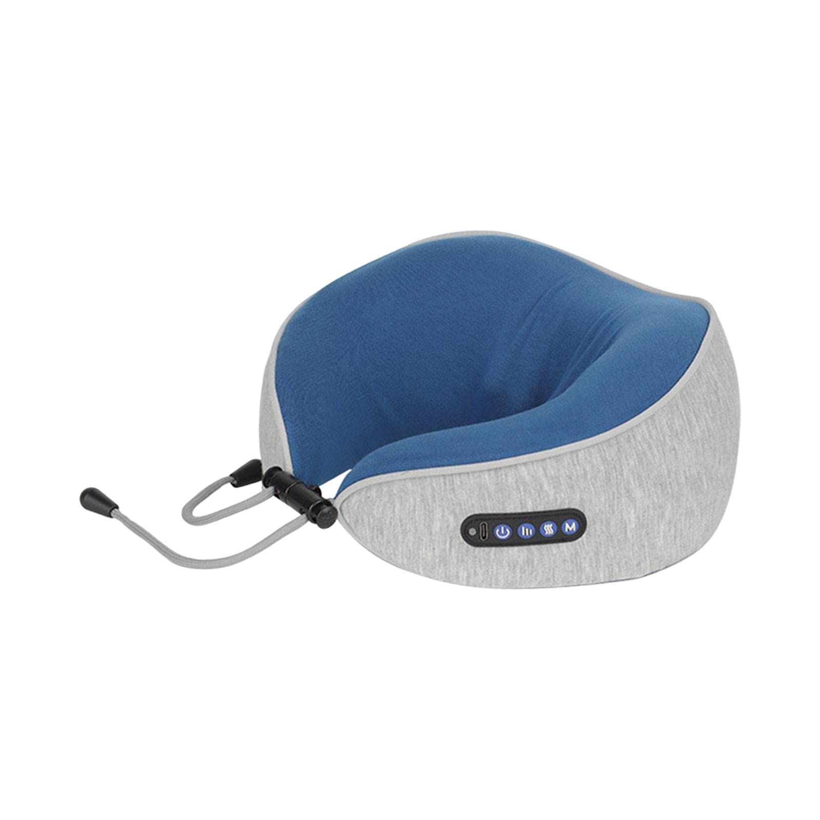 **Sharplace Adjustable Electric U-Shaped Neck Massage Pillow - Cervical Support for Car, Sofa & Bed - Relieve Neck Pain & Stress - Perfect for Office, Travel & Home Use (Blue)**