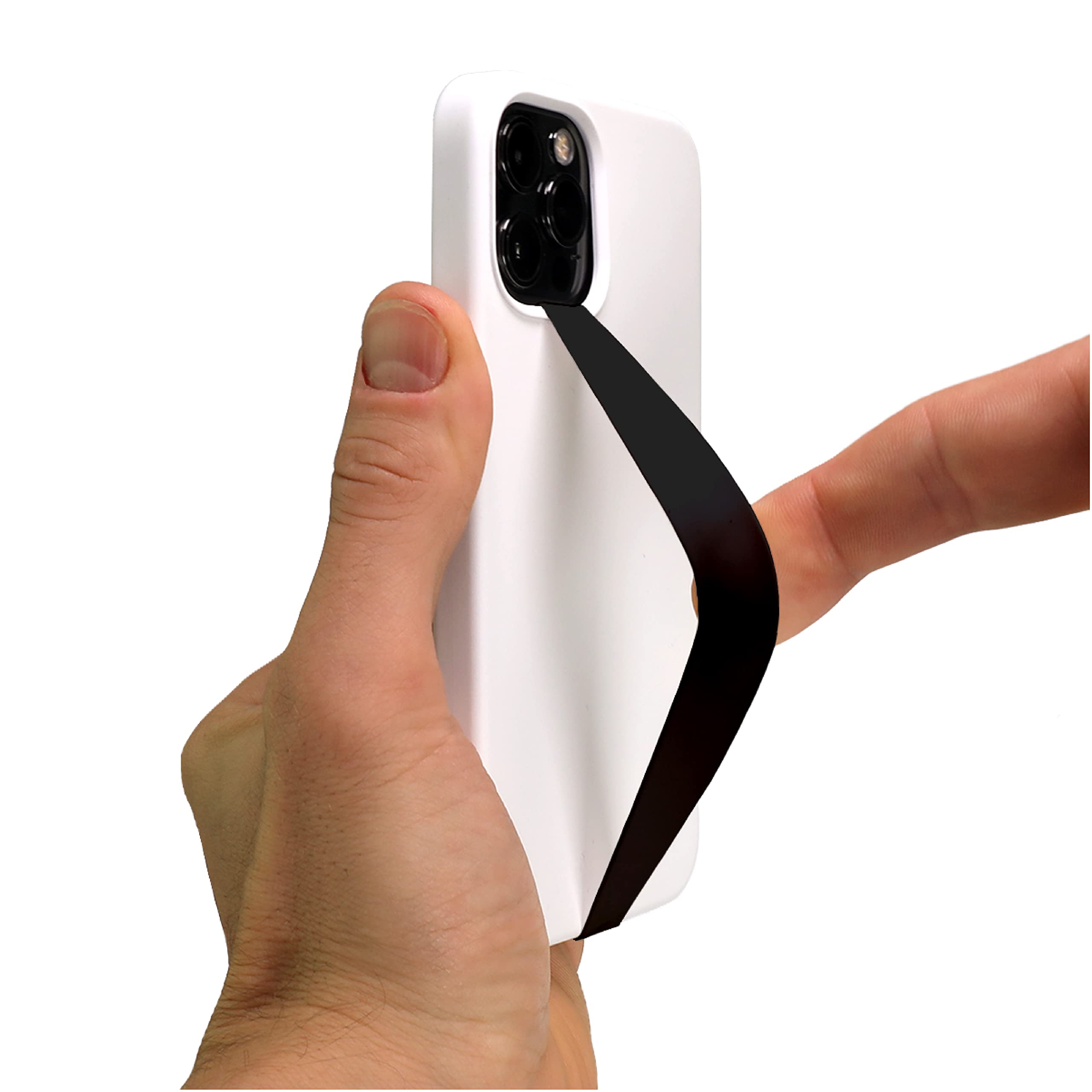 Silicone Phone Loop Strap - Secure Grip Holder for Hands, Black | Perfect for Running & Travel
