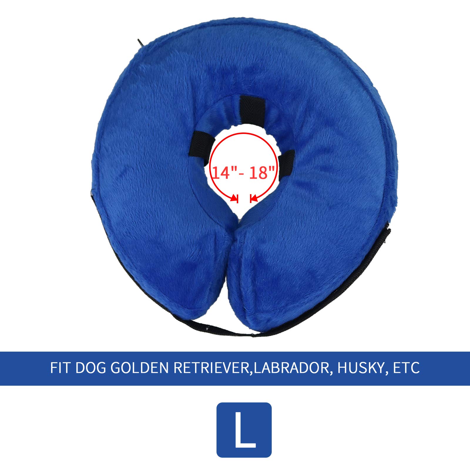 **Inflatable Dog Cone Collar - Adjustable Soft Recovery E-Collar for Post-Surgery Dogs | Prevents Licking, Scratching & Biting | Clear Visibility Design (Large, Blue) | Perfect for Wound Healing & Pet Recovery After Spay/Neuter**