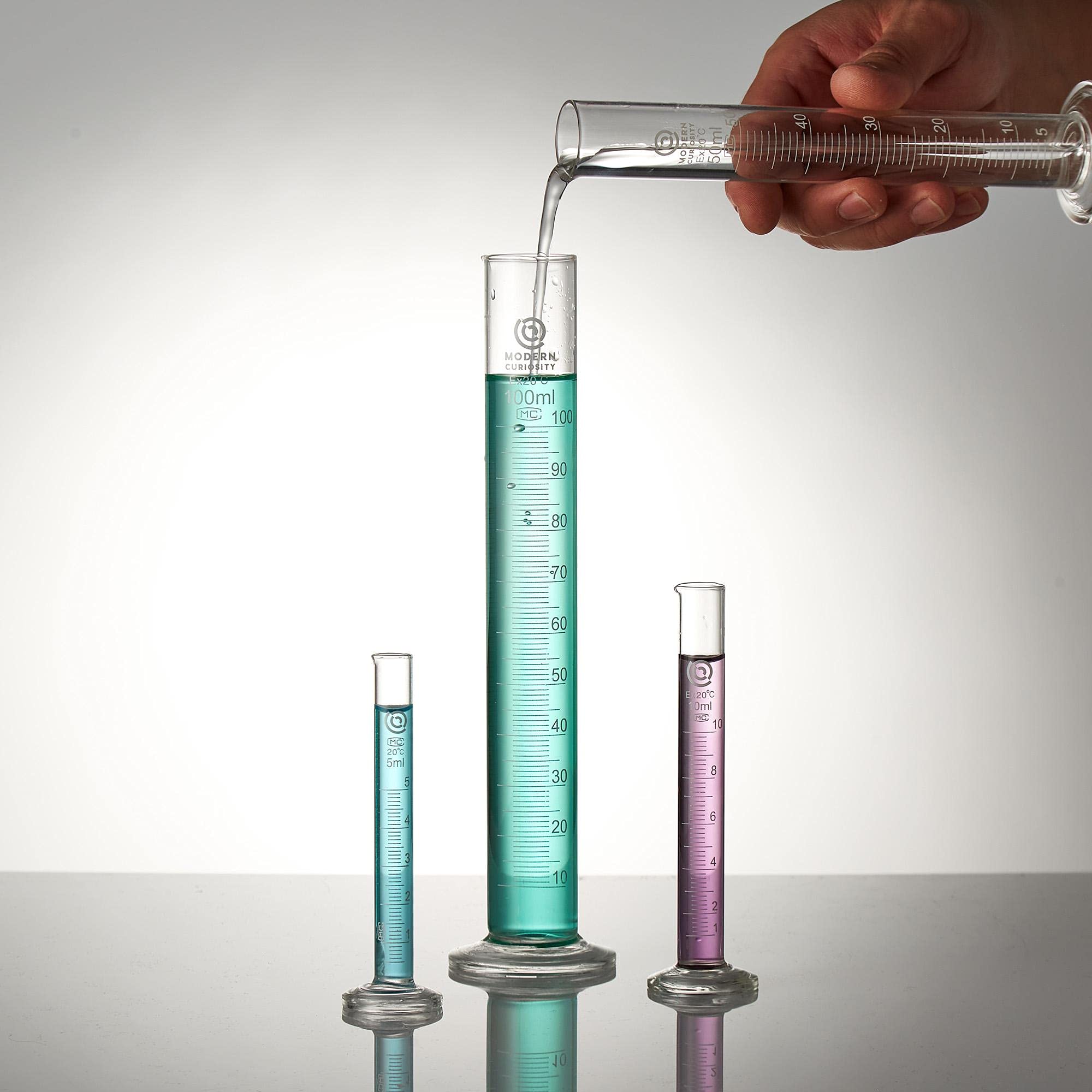 Borosilicate Glass Graduated Cylinders 50mL, 4-Pack - Precision Measuring Cups for Science Labs, Chemistry Classrooms, and Industrial Research - Essential Lab Equipment for Accurate Liquid Measurement