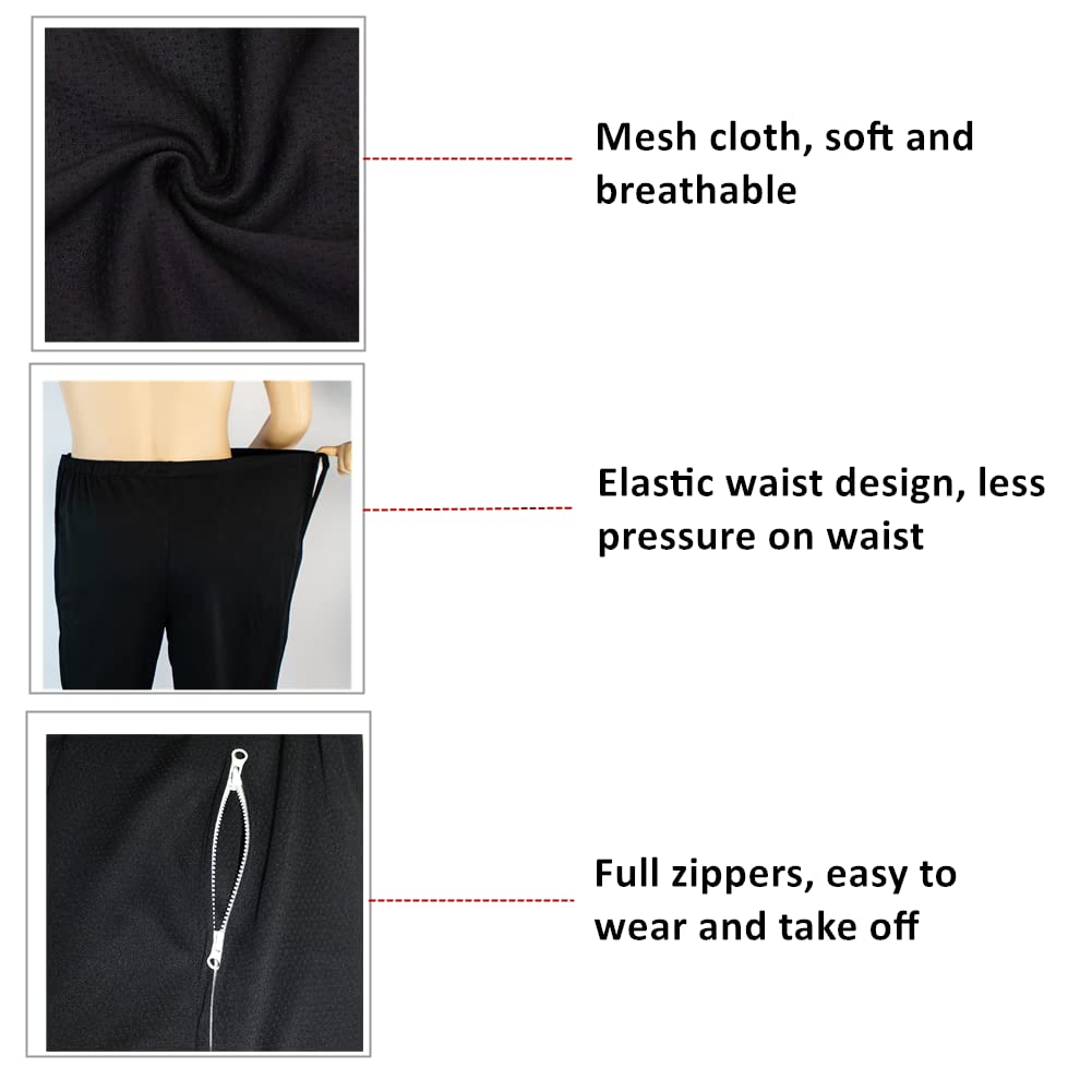 WEEOATAR Unisex Bedridden Patient Clothing - Easy Open Zipper & Tear Away Pants for Disabled & Elderly Care - Comfortable Nursing Aid Wear for Hospital, Home & Rehabilitation Use