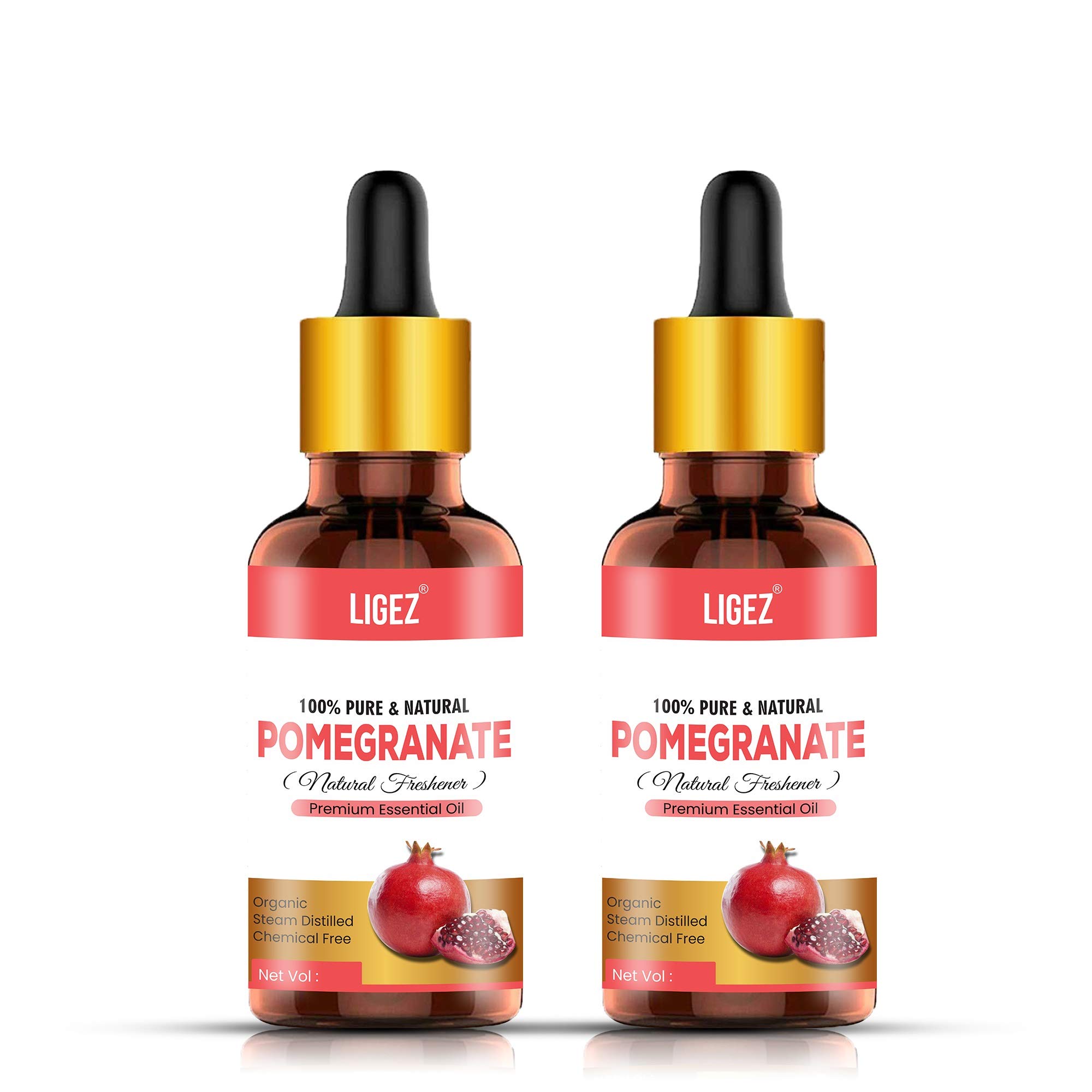 Ligez Pomegranate Seed Oil for Hair Growth & Skin Care - 100% Natural Face & Scalp Treatment (2 Pack, 10ml Each) | Promotes Healthy Hair & Glowing Skin - Perfect for Daily Hair & Facial Routine