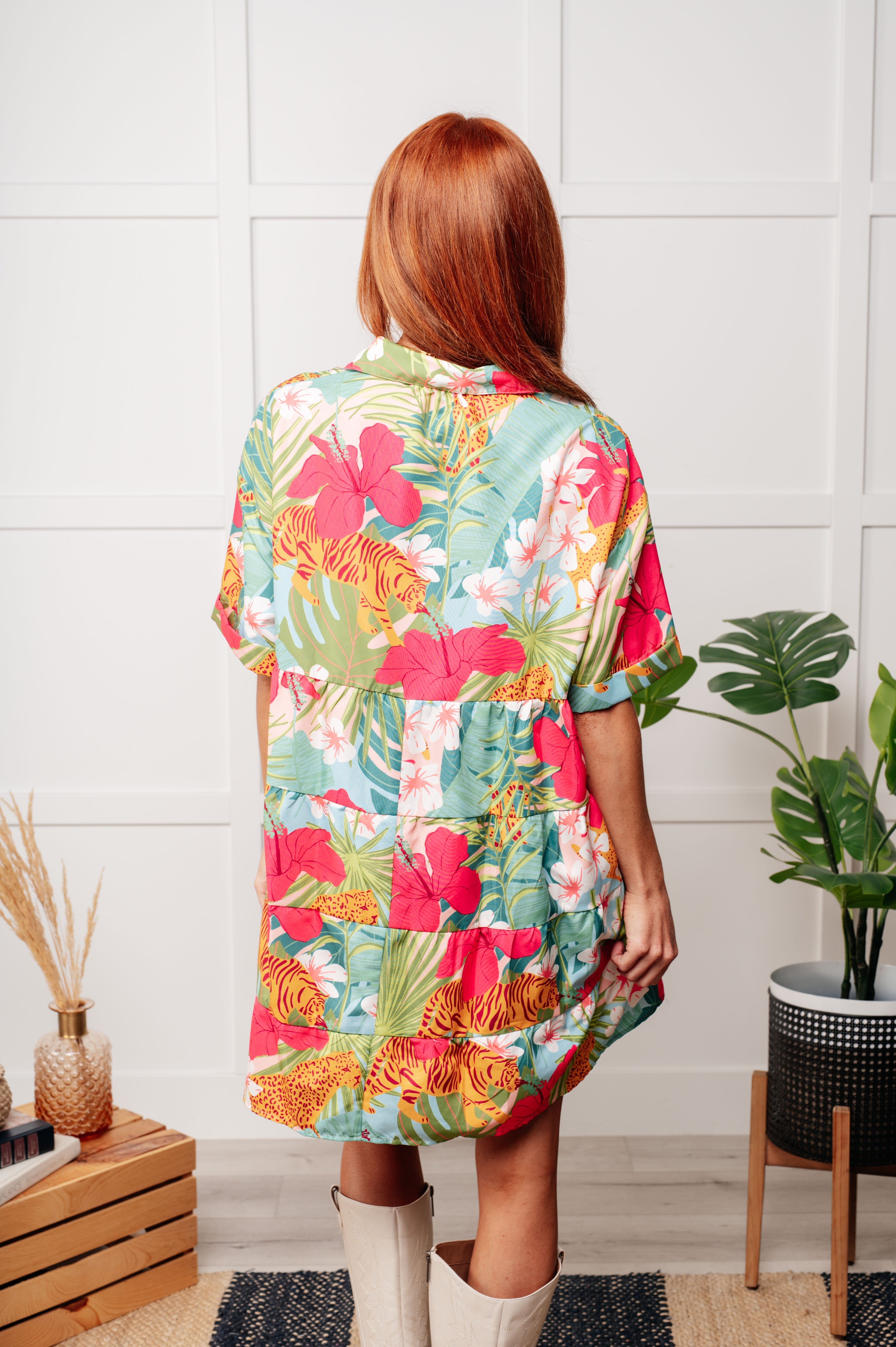 Mother Nature's Recipes Collared Dress in Green | Women's Eco-Friendly Cotton Dress for Casual & Office Wear | Perfect for Spring & Summer Outfits