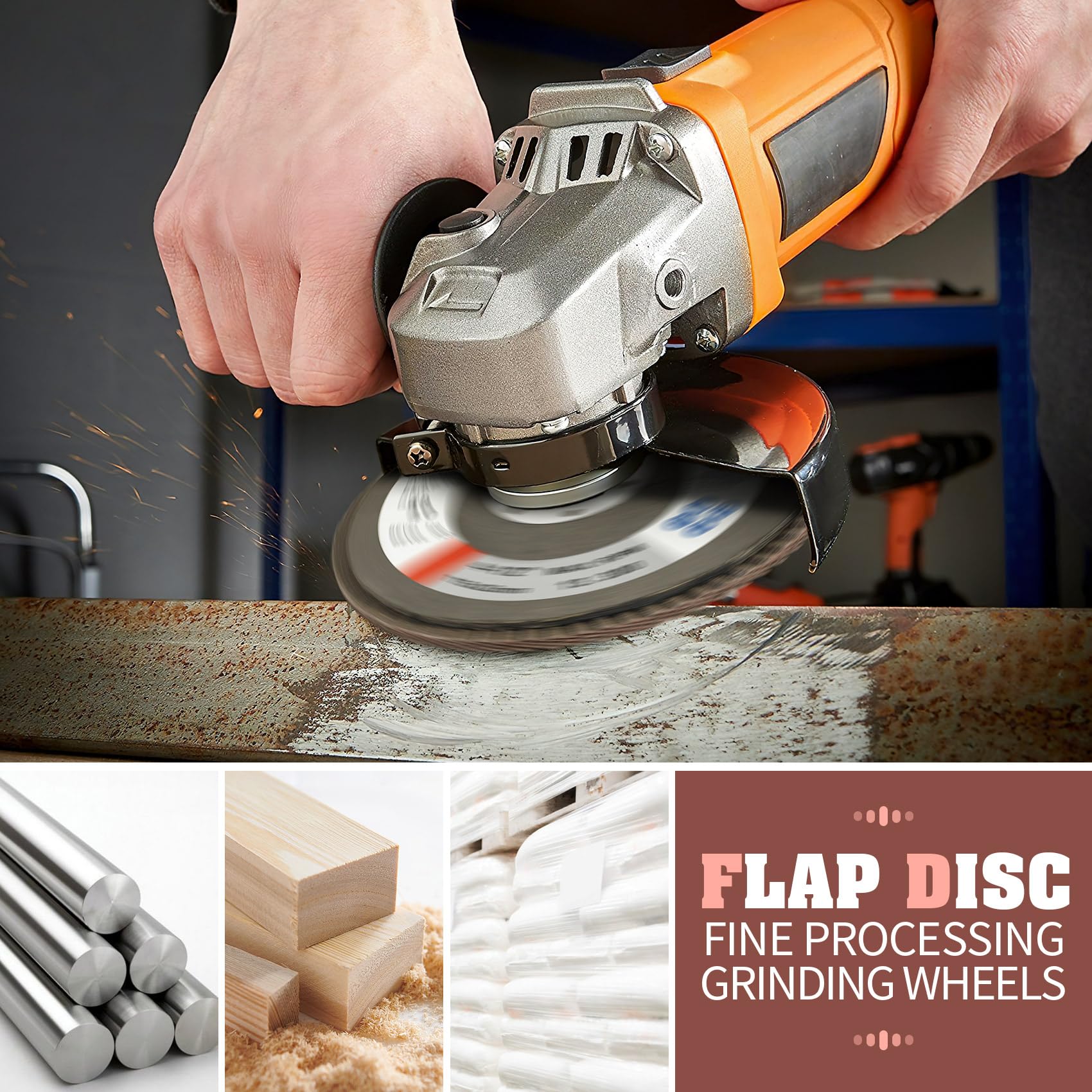 4.5 Inch Flap Discs for Angle Grinder - 40 PCS Aluminum Oxide Abrasive Wheels (40/60/80/120 Grit, Type 29) - Perfect for Metal Grinding, Wood Sanding & Surface Preparation