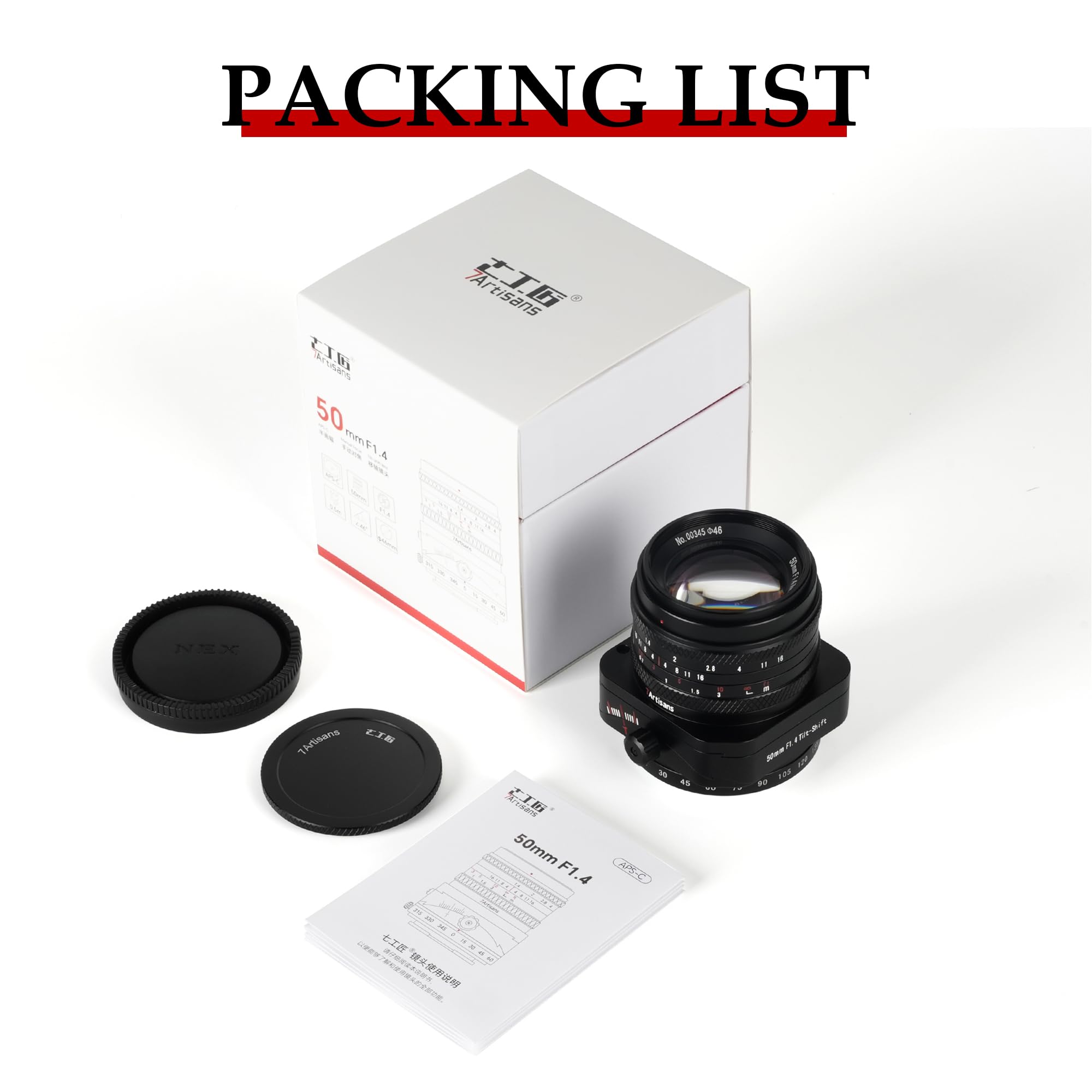 7artisans 50mm F1.4 Tilt-Shift Lens for Fuji X Mount - APS-C Prime Large Aperture Manual Focus Lens - Compatible with X-T5, X-H2S, X-S10, X-T30II, X-T4, X-T3 - Perfect for Portrait, Product & Architectural Photography
