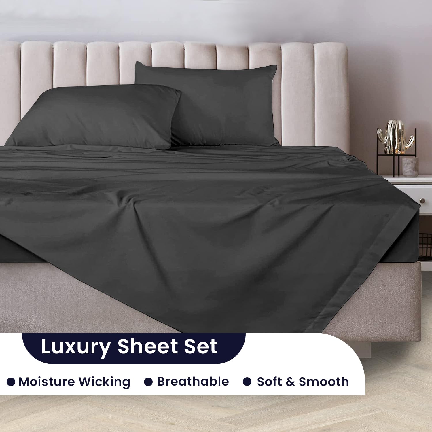 Premium 1000 Thread Count Egyptian Cotton King Size Bed Sheet Set - 15