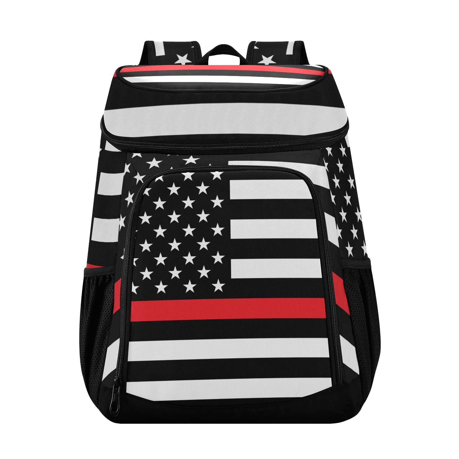 American Flag Firefighter Support Insulated Cooler Backpack - Leak Proof Lunch Bag for 36 Cans, Portable for Shopping, Picnic, Beach, Hiking & Camping | Perfect for Outdoor Adventures, Tailgating & Work Lunch Storage