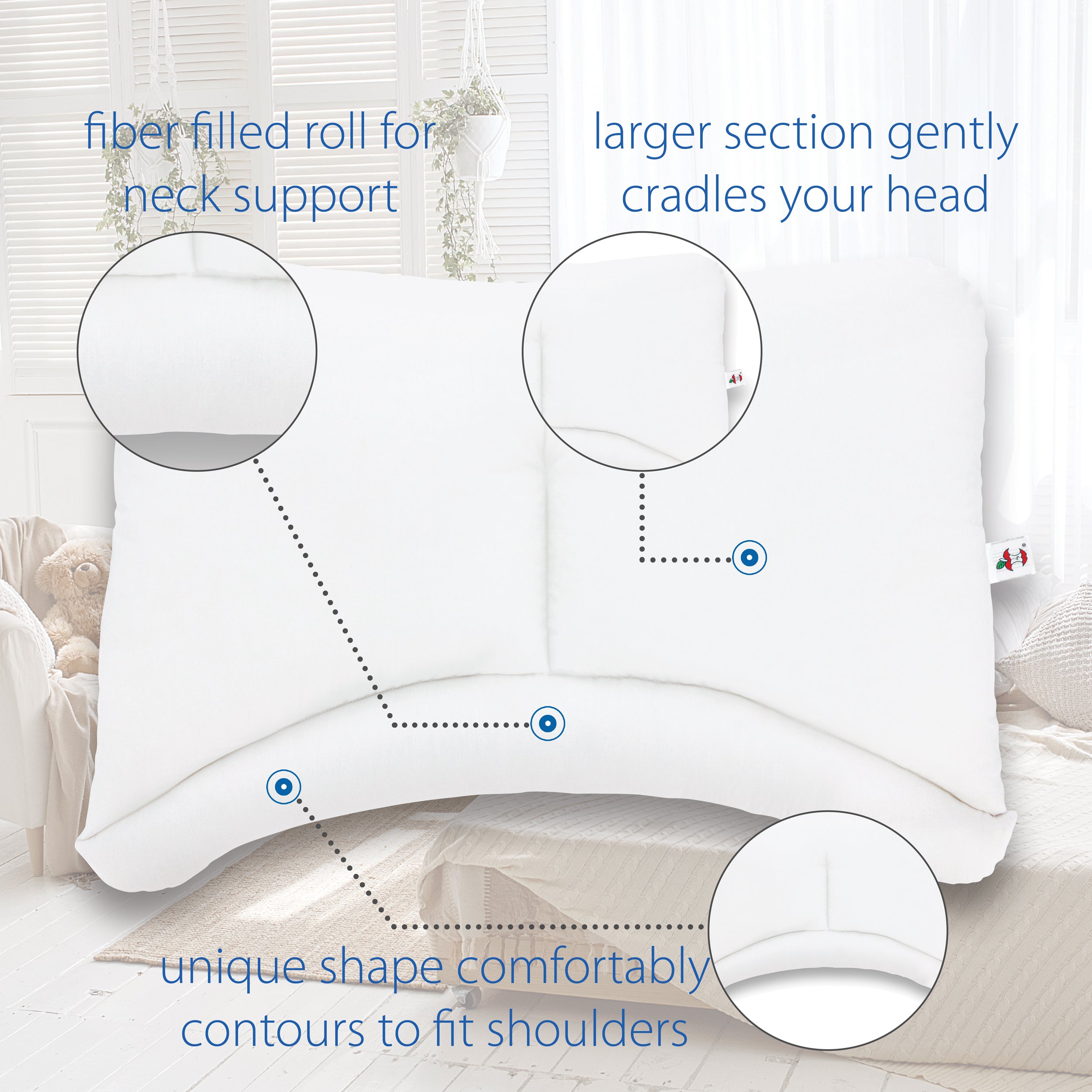 Orthopedic Cervical Support Pillow for Neck Pain Relief - Memory Foam Contour Pillow for Side, Back & Stomach Sleepers - Improves Posture & Alignment for Better Sleep