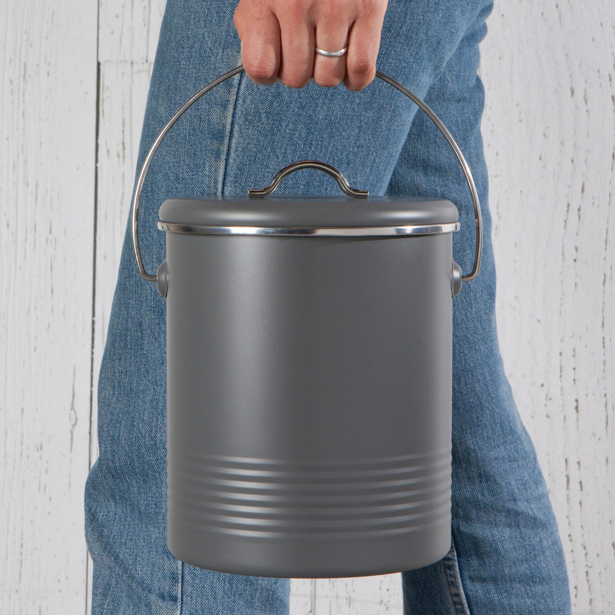 NOW Designs Eco-Friendly 1.25 Gallon Compost Bin with Activated Charcoal Filter - Odor-Free Kitchen Countertop Composting for Fruits, Vegetables & Food Scraps
