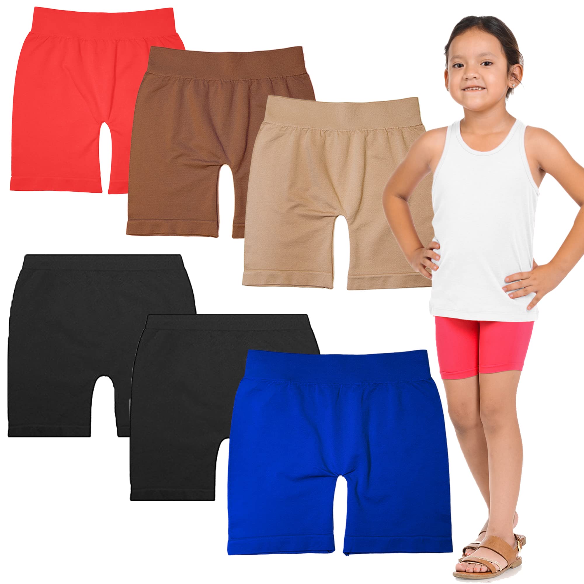 6/12 Pack Girls Dance Bike Shorts - Soft & Stretchy Under Dress Shorts for Playground, Sports, Skirts - Perfect for Ballet, Gymnastics & Everyday Play