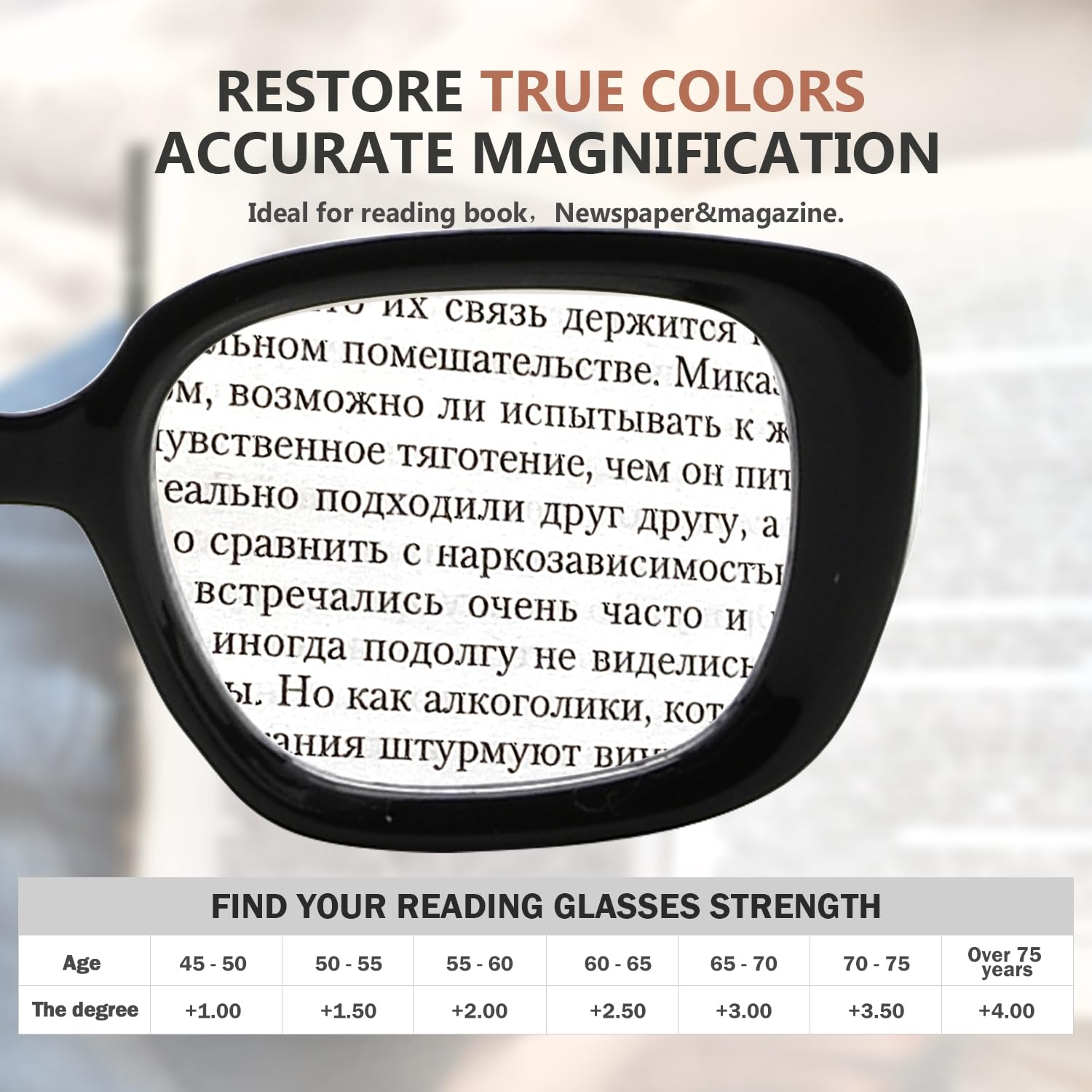 Eyekepper Stylish Reading Glasses for Women - Lightweight & Comfortable Black Frame Readers - Perfect for Reading, Working, and Computer Use