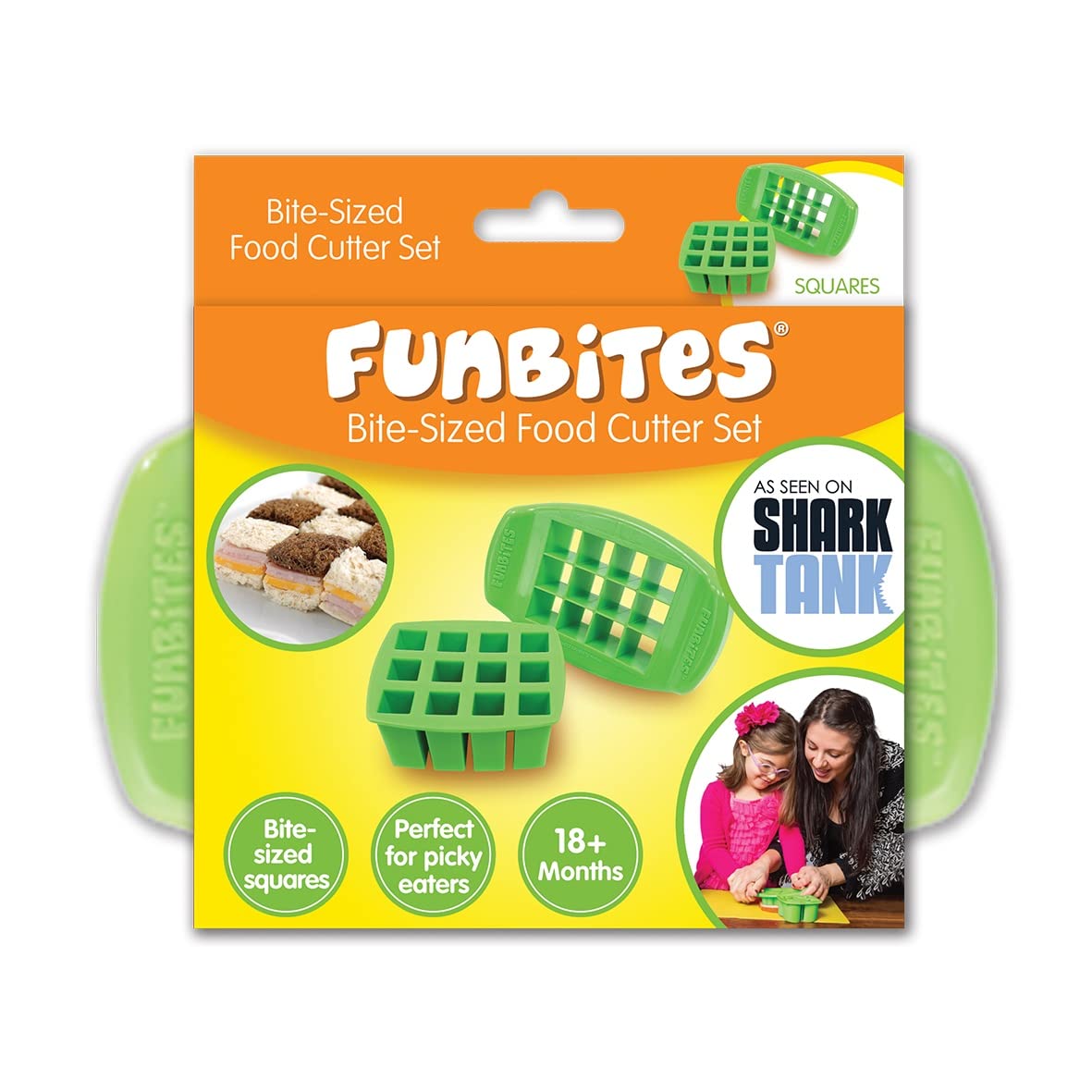 Kids Safe Food Cutter - Green Square Vegetable & Fruit Chopper for Toddlers | Perfect for School Lunches, Snack Prep & Cooking Activities