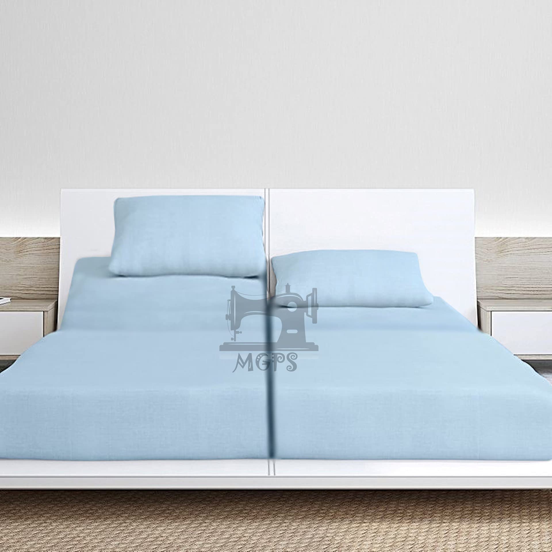 Premium 1000-Thread-Count 100% Egyptian Cotton Split King Sheet Set - 5PC with 2 Fitted Sheets, Soft Sateen Weave, 15