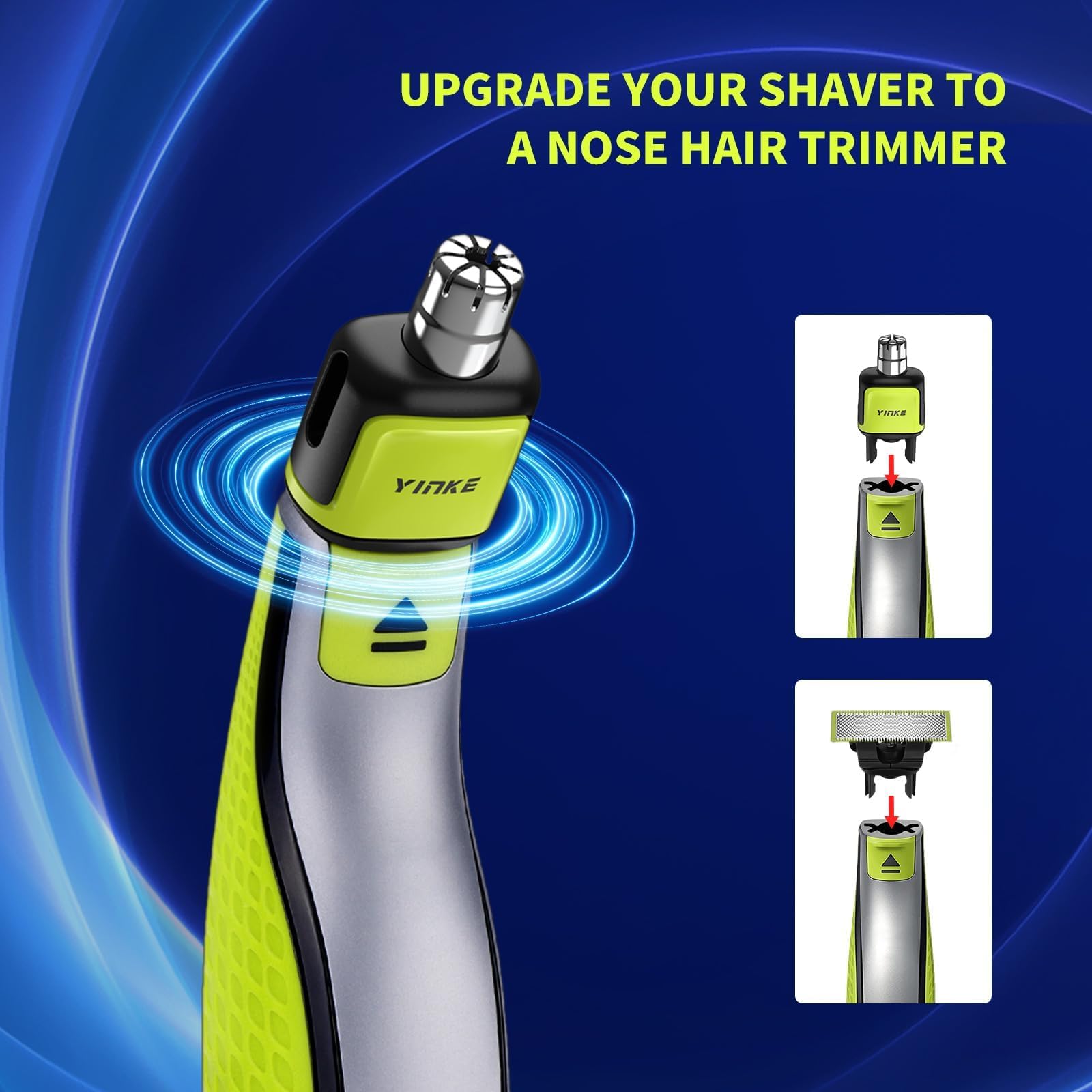 Yinke Replacement Blades for Nose Hair Trimmer - Compatible with O Blade QP2520, QP2630, O Blade 360 & OBlade Pro Razors - Waterproof Dual Blades (1-Pack) - Perfect for Travel & Personal Grooming