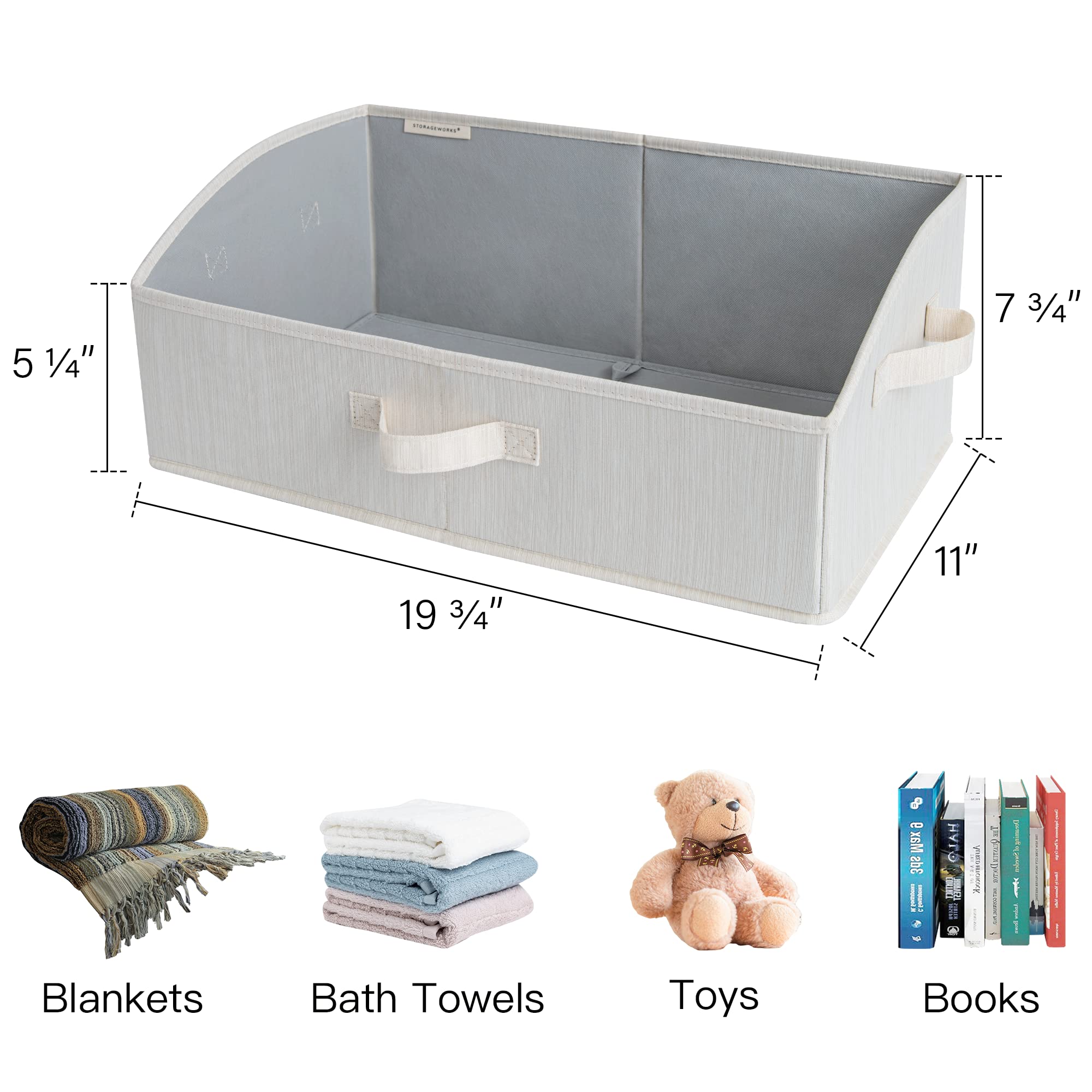 StorageWorks Closet Storage Bins Set - Large Trapezoid Organizer Baskets for Bedroom, Bathroom & Closet Organization | Space-Saving Home Storage Solution