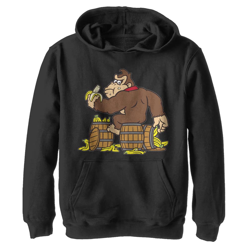 Nintendo Kids Barrels of Bananas Youth Pullover Hoodie - Soft & Comfortable Gaming Sweatshirt for Boys & Girls - Perfect for Casual Wear, Gaming Sessions & School Outfits