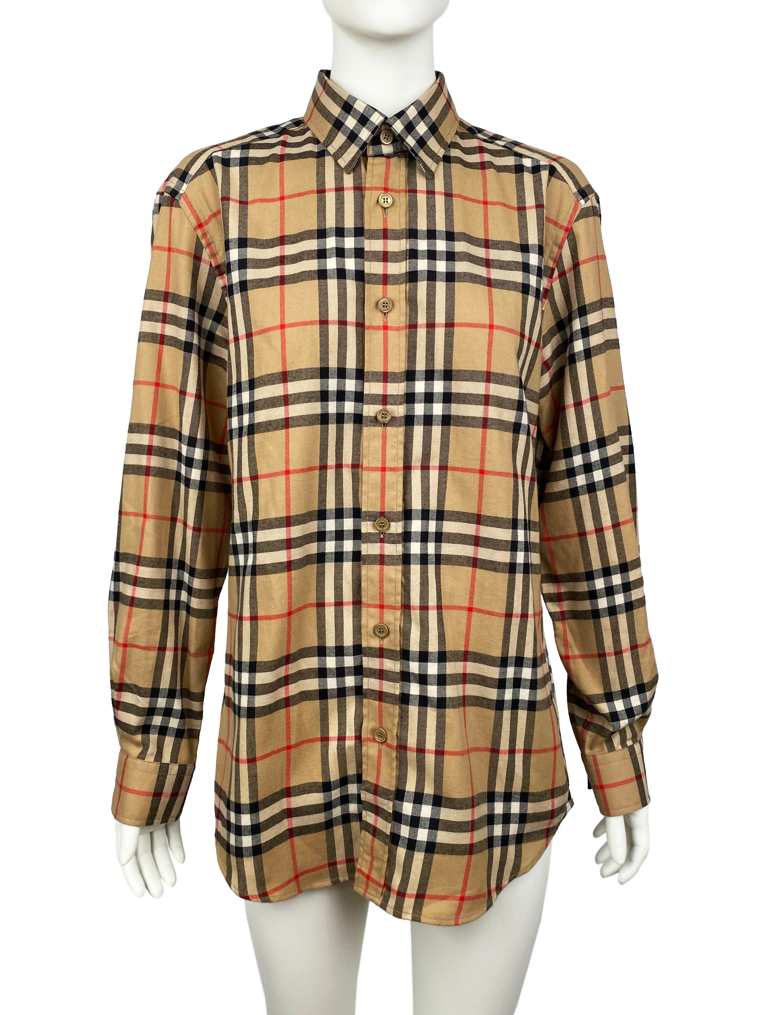 Burberry Haymarket Check Shirt for Men - Classic Plaid Button Down Shirt, Casual & Business Wear, Perfect for Office, Dating & Travel