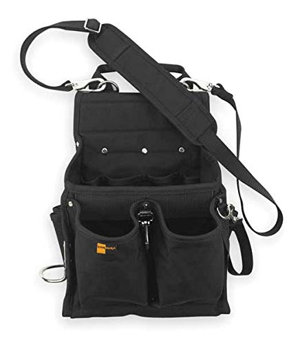 Professional Electrician Tool Pouch with Adjustable Shoulder Strap - Heavy Duty Black Work Belt for Electrical Tools - Perfect for Electricians, Contractors & DIY Home Repairs
