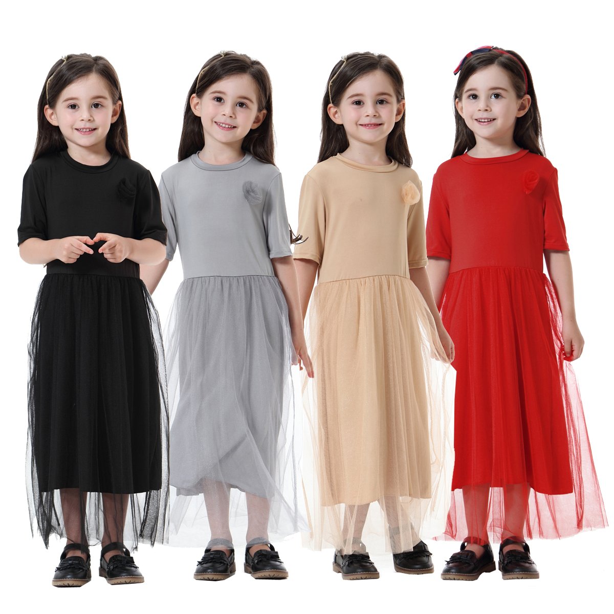 Middle Eastern Arab Kids Clothes - Girls' Fashion Mesh Dress for Parties & Special Occasions | Breathable & Stylish Outfit for Toddler Girls