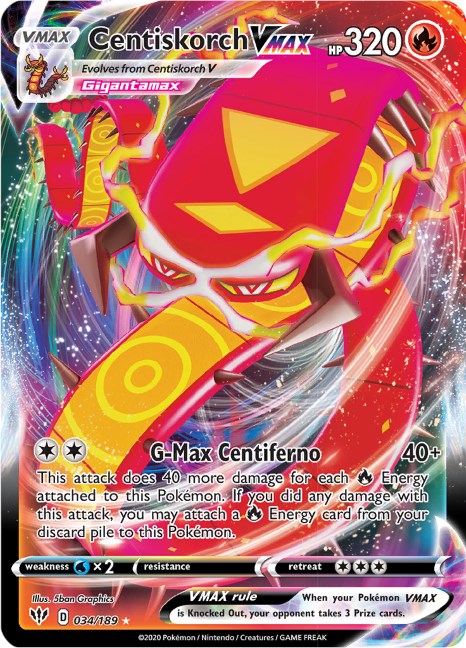 Centiskorch VMAX Pokemon Card - SWSH03 034/189 Ultra Rare Collectible for Battles & Trading - Perfect for Pokemon TCG Players and Collectors