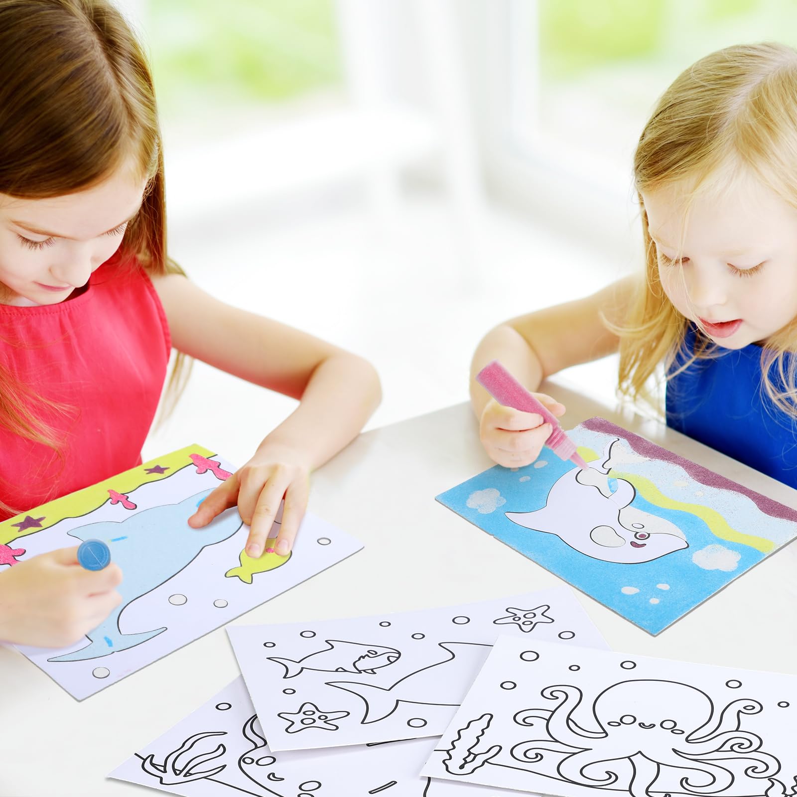 Ocean Animal Sand Art Kits for Kids - 30 DIY Craft Sets for Beach & Party Activities