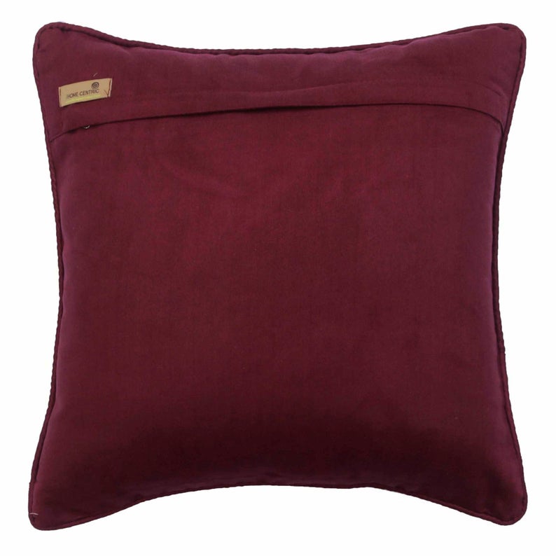 Luxury Burgundy Silk Throw Pillow Cover with Berry Damask Pattern - Elegant Home Decor for Sofa, Bed & Living Room