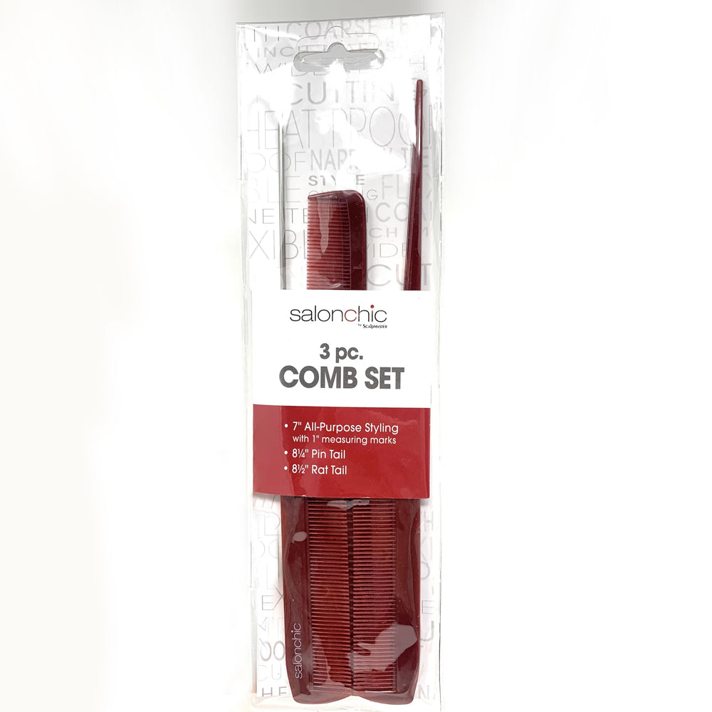 Salonchic 3 Piece Professional Hair Comb Set for Styling, Detangling & Smoothing - Perfect for Salons, Home Use & Travel