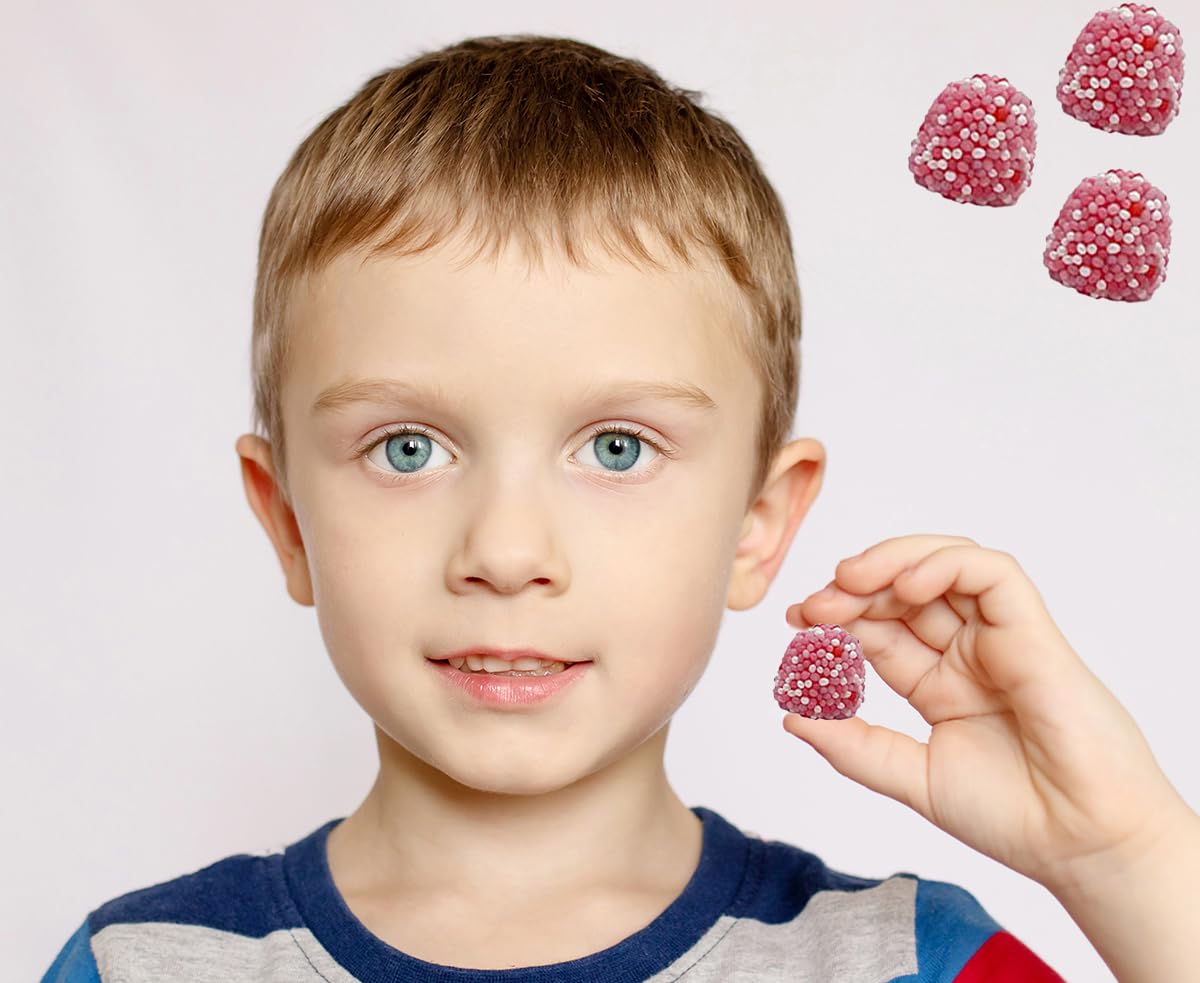 Fruidles Pink Berry Gummy Candy - Nonpareils Coated Sour Gummies, 8oz (Half Pound) - Perfect for Birthday Parties, Movie Nights & Sweet Treats