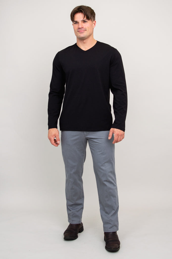 Adam Men's Long Sleeve Shirt - Soft Bamboo Fabric, Breathable & Comfortable, Black - Perfect for Casual Wear, Office & Outdoor Activities